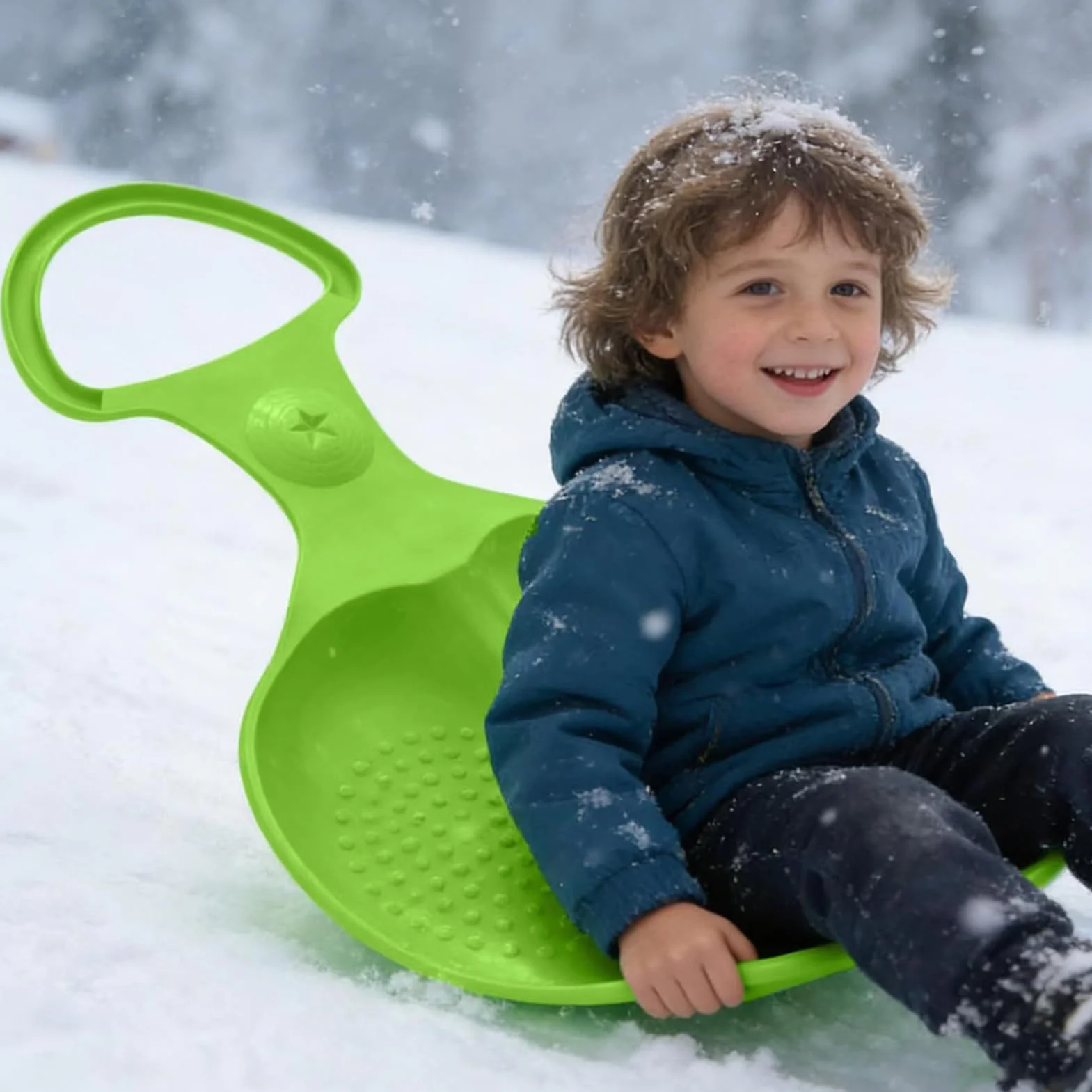 Tabla de trineo de nieve con asa portátil para niños y adultos al aire libre