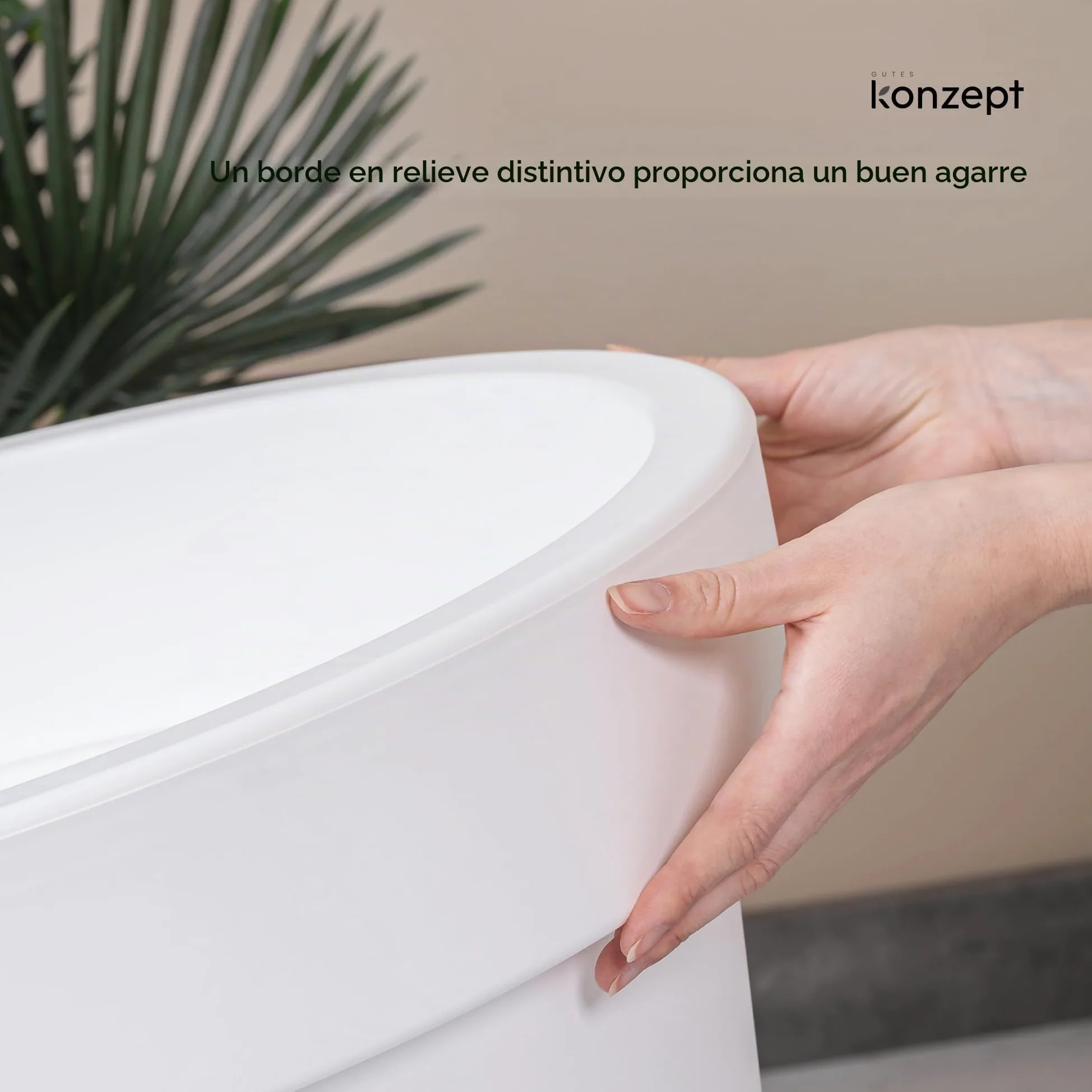 KONZEPT Macetero de 58 cm de diámetro, altura de 52 cm – Macetero grande exterior 87 L en forma cónica, macetero exterior robusto y estable de plástico, resistente a los rayos UV y a las heladas, para