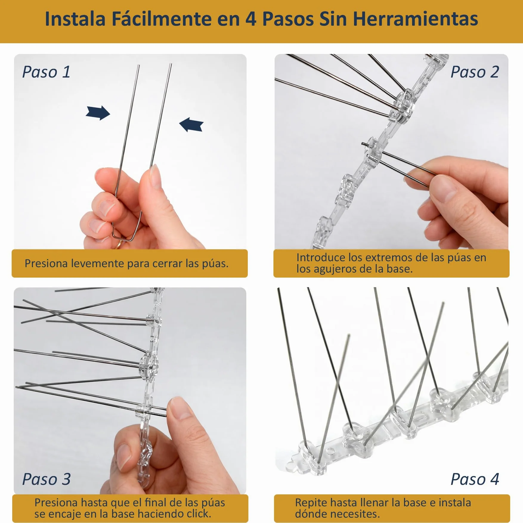 Cia&Co Pinchos Antipalomas Acero Inoxidable Modular Sistema Antipalomas Flexible con Pre-Corte Cada 5 cm – Tira Disuasoria para Balcones, Terrazas, Ventanas, Fachadas y Tejados (15 Metros)