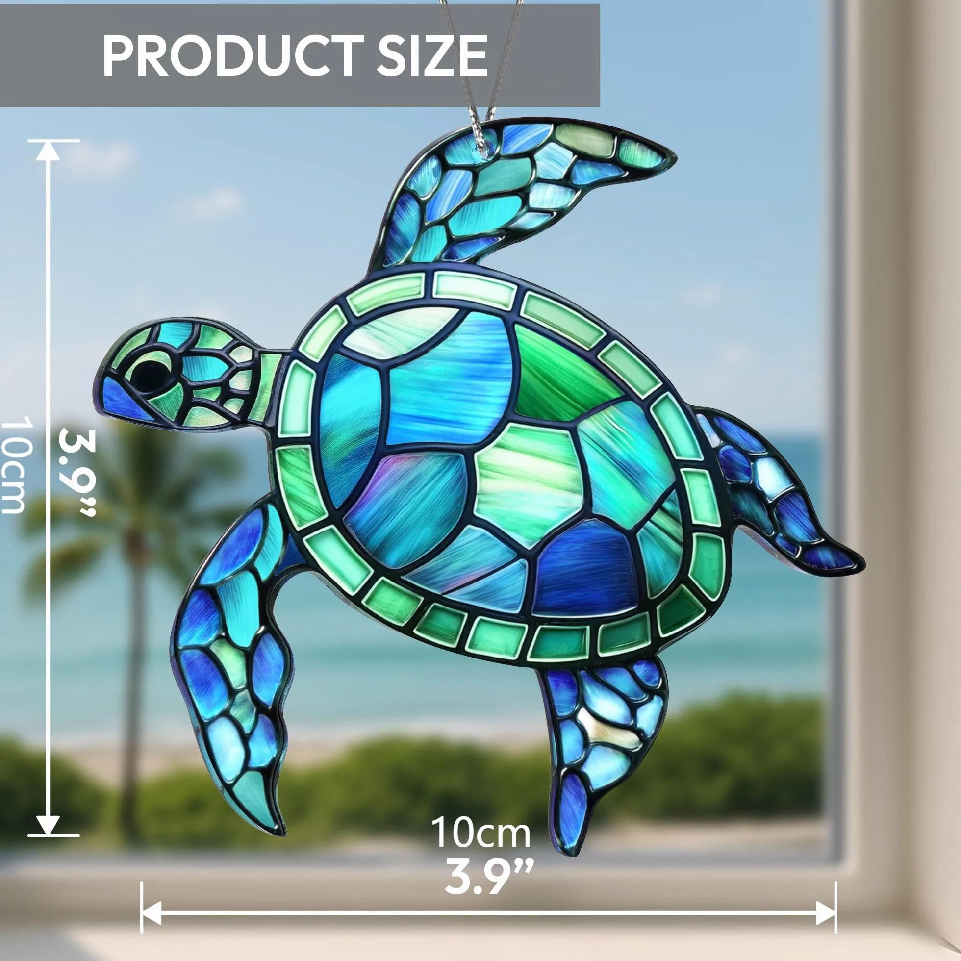 Atrapasoles Tortuga de Acrílico, Atrapa Sol y Atrapaluz para Ventana, Adorno Colgante Decoración Hogar y Jardín, Suncatcher Estilo Vitral Turquesa, Regalo para Mujer, Amantes del Mar, Casa Nueva