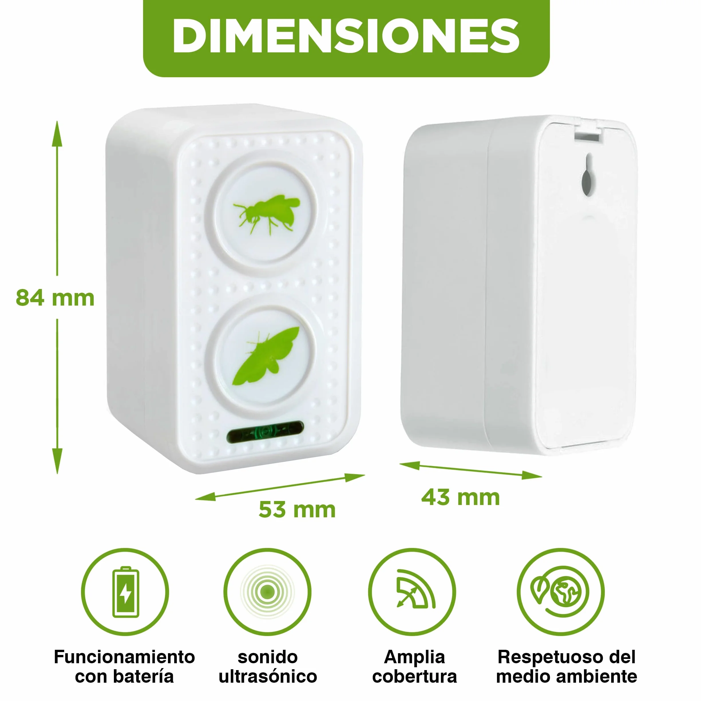 ISOTRONIC Repelente para Avispas y polillas: protección Natural contra Avispas con ultrasonido y frecuencia alterna; Repelente de polillas con un Alcance Efectivo de 50 m² (1 Unidad).