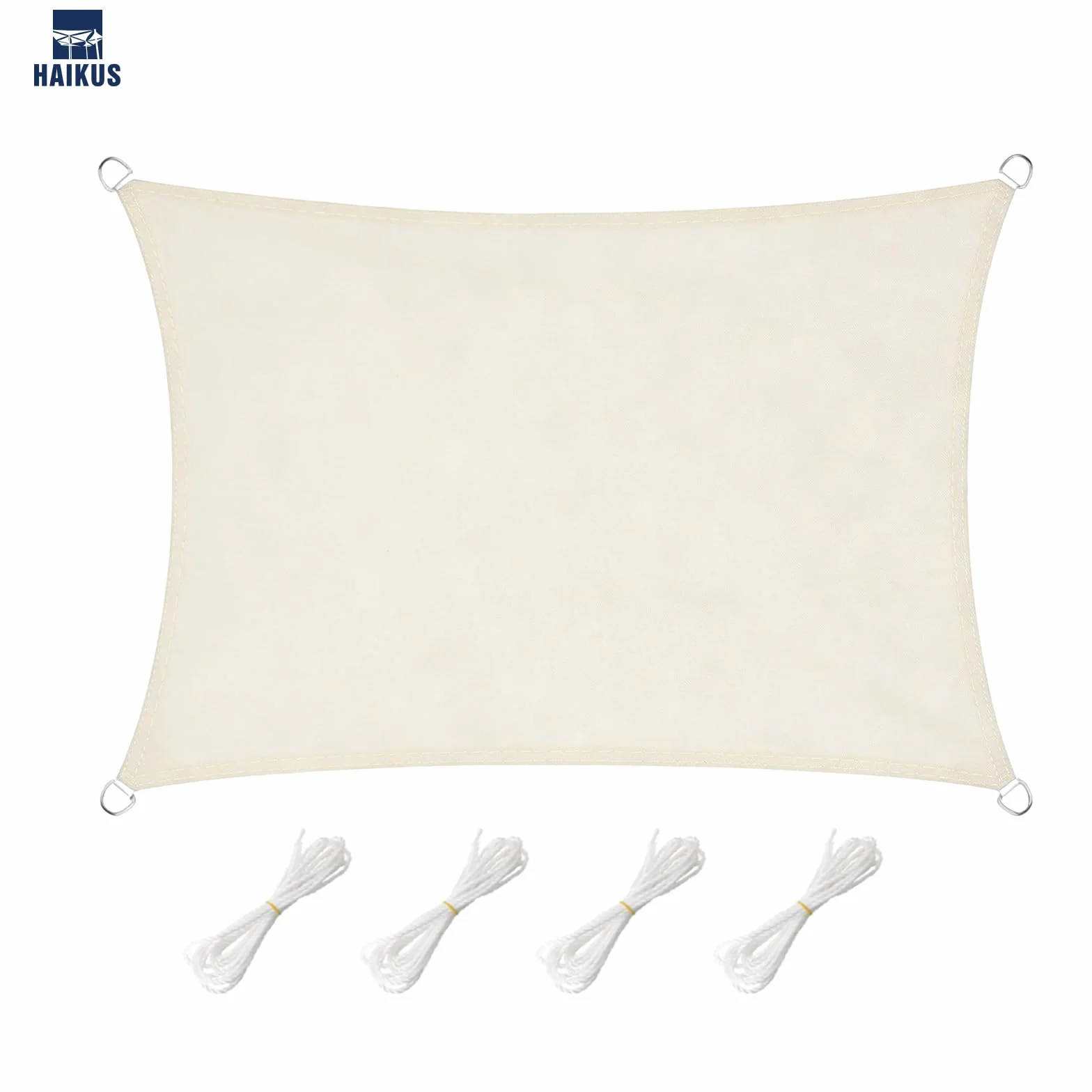 HAIKUS Toldo Vela de Sombra Impermeable Rectangular 2x3m Protección UV PES, Toldos para Patio Exterior Jardín Terraza - Crema