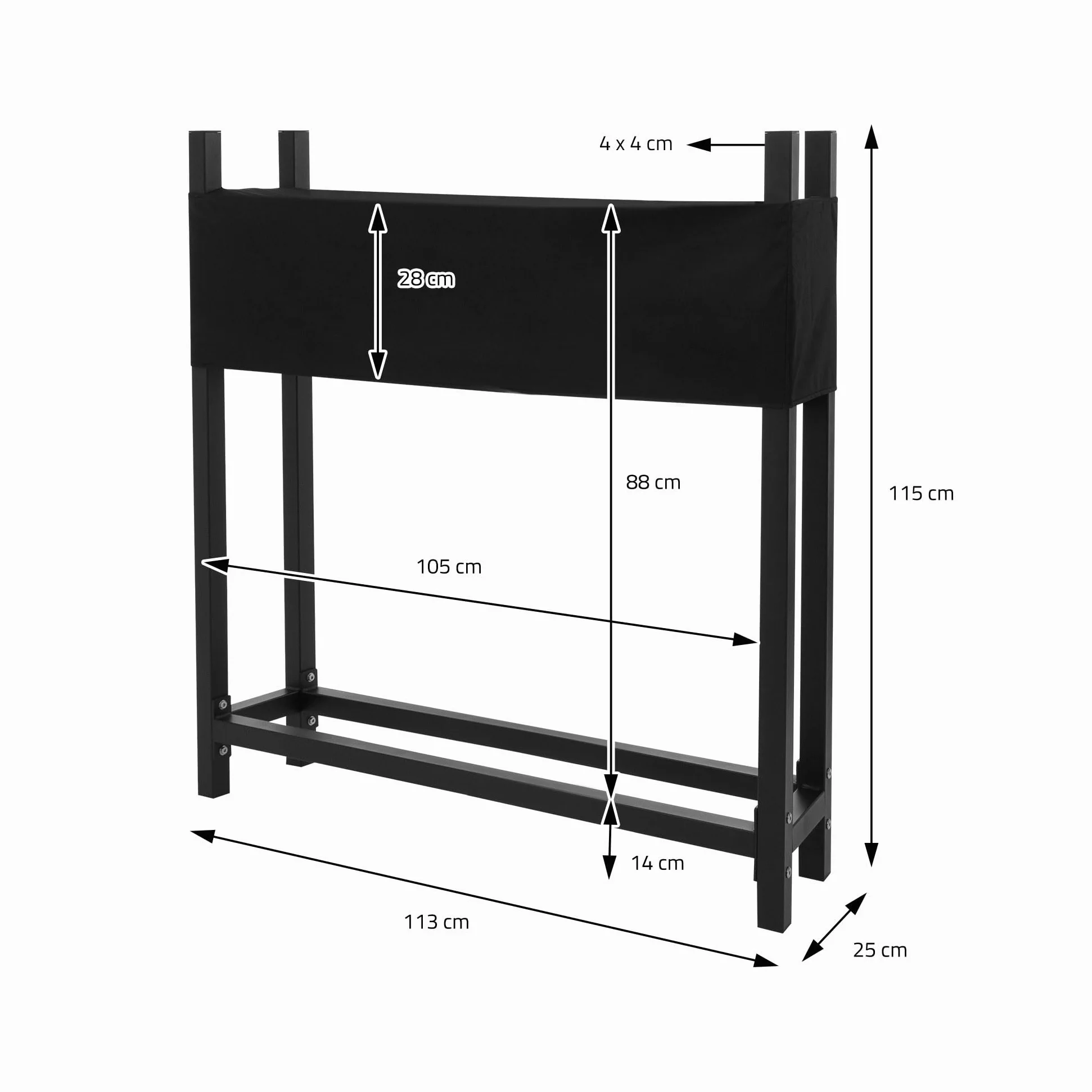 ML-Design Estantería Metalica para Leña 113x25x115 cm Antracita Leñera con Tapa Protectora Portaleña 0,5 m³ / 1 SRM Soporte Exterior/Interior de Almacenamiento Refugio para Apilamiento de Troncos