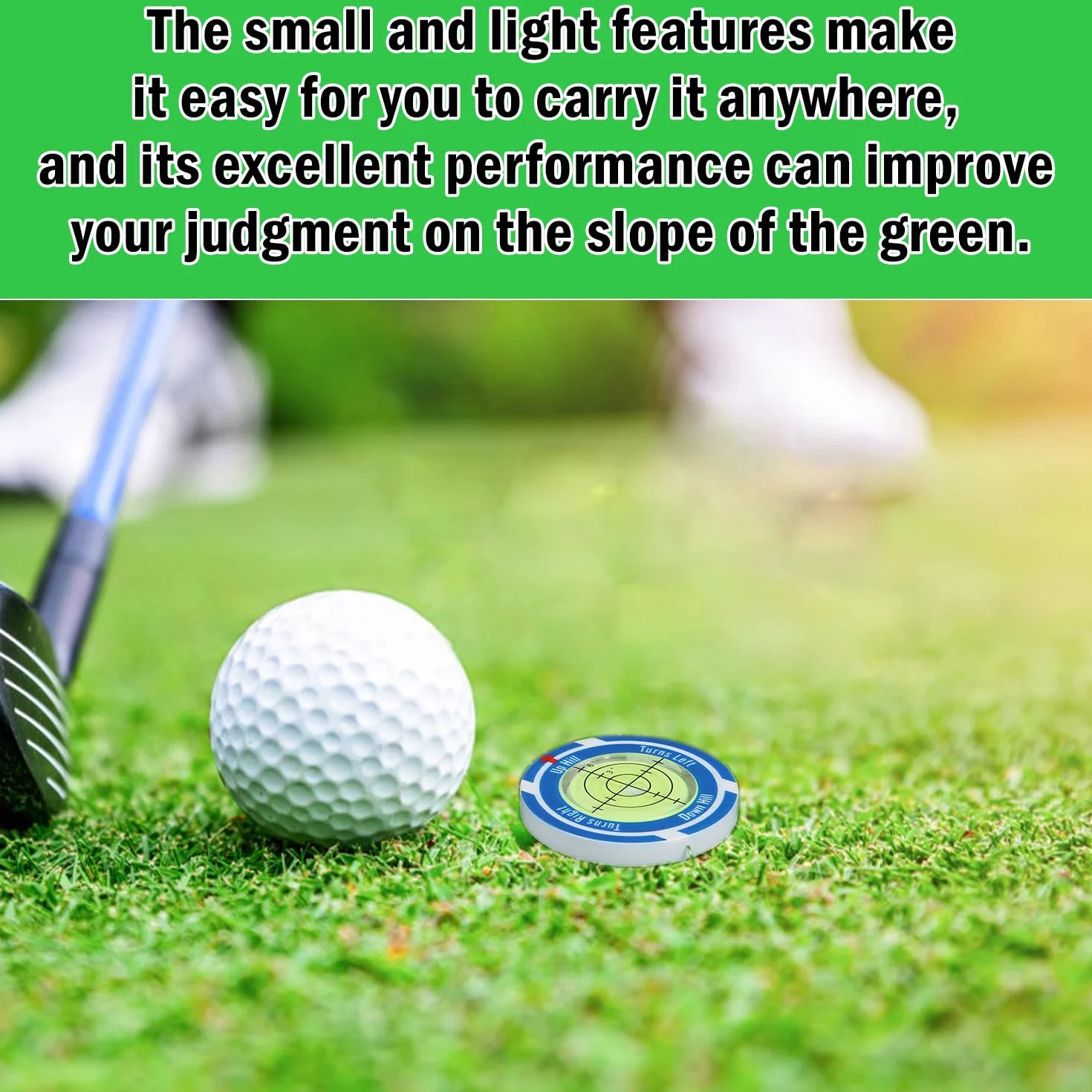 Golf Green Reader with Magnetic Hat Clip & Ball Marker - NQEUEPN Bubble Level for Indoor Outdoor