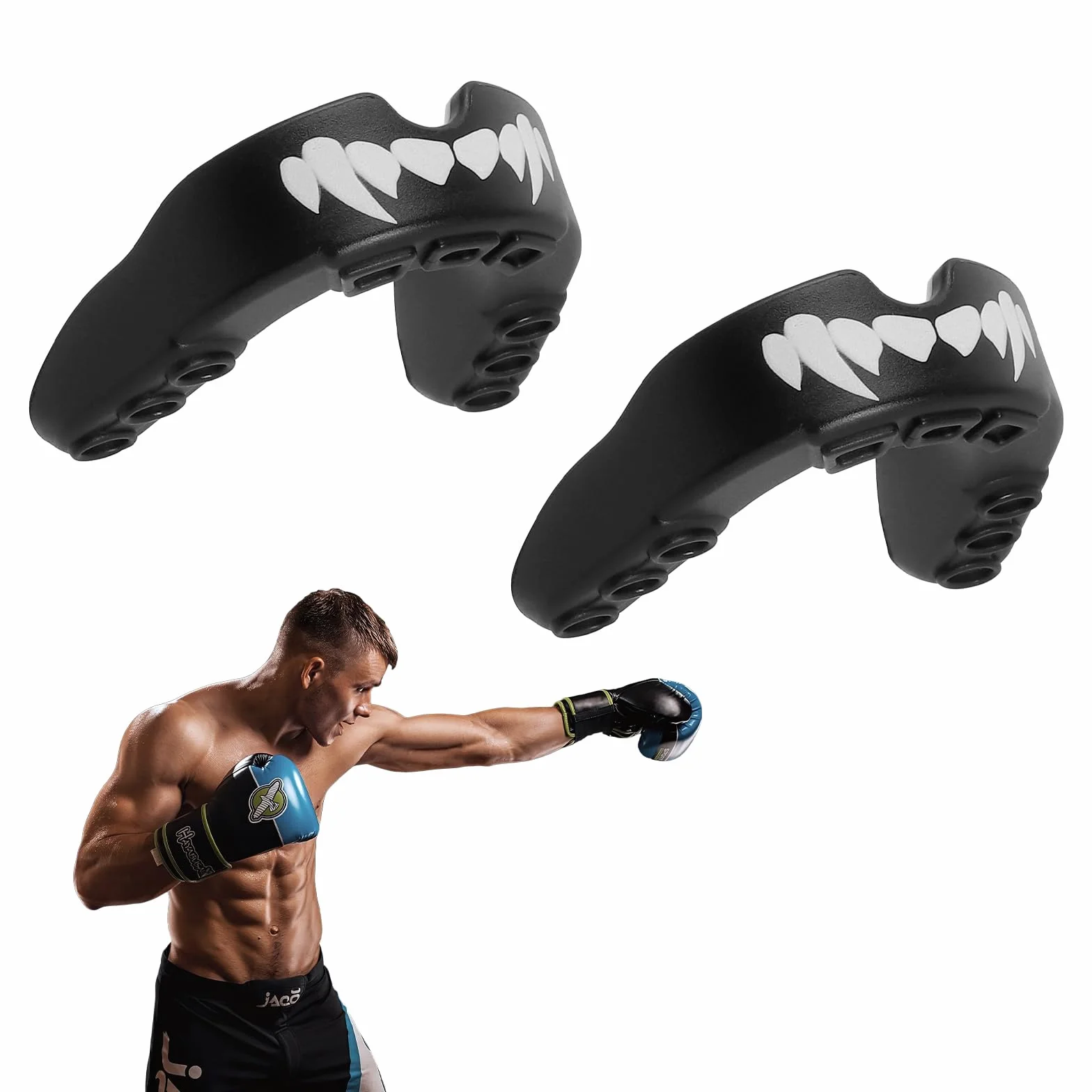 Protectores bucales deportivos para adultos, negro, kickboxing, rugby, boxeo