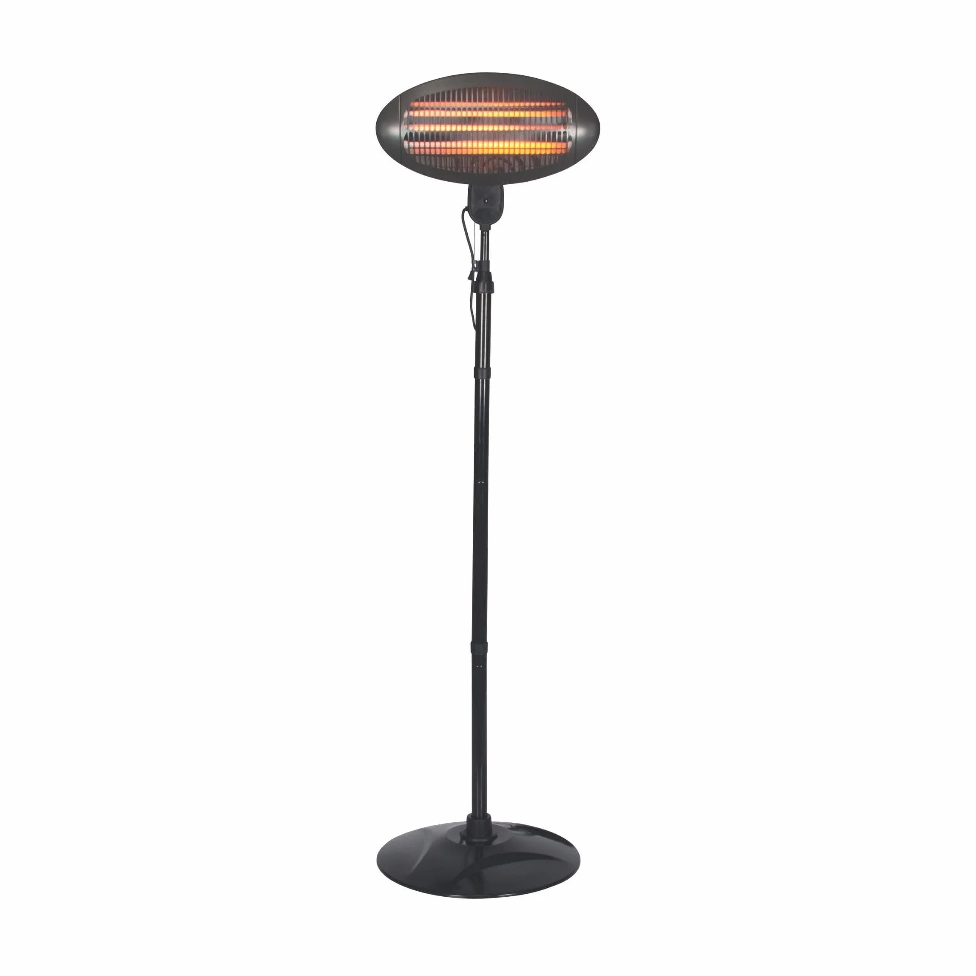 Perel Calentador de terraza 2000 W cuarzo con cable protección contra tapa 3 niveles altura ajustable resistente proyecciones agua metal negro