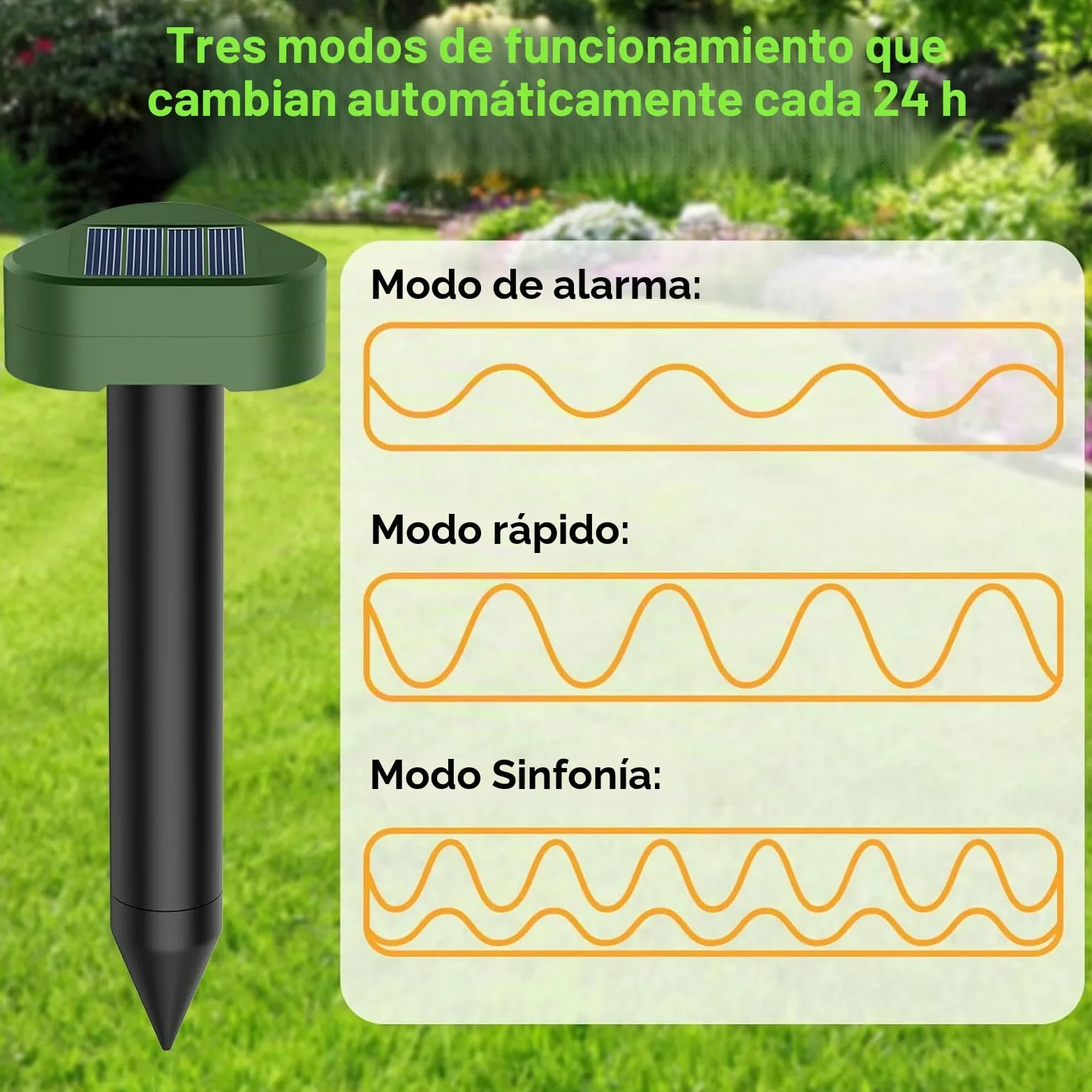 Solar Ultrasónico Ahuyentador de Topos 8 Piezas, Impermeable Repelente para Ratas Ultrasónico Solar Se Utiliza para Repeler Topos, Topillos, Serpientes y Lagartos Protege el Césped y Los Jardines