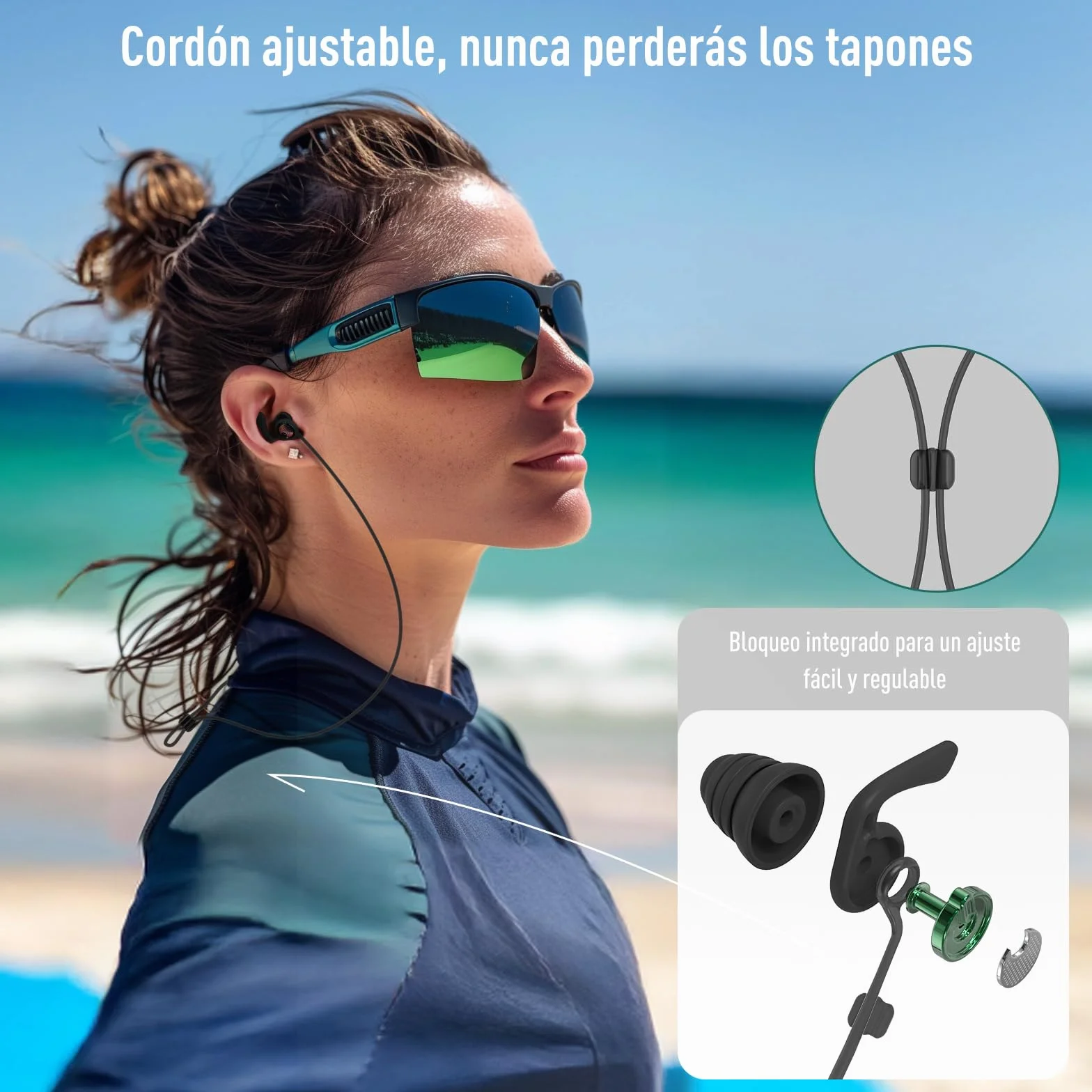 Hearprotek Tapones para los oídos natación adultos, 2 pares silicona reutilizables impermeables nadar surfear ducharse deportes acuáticos Negro