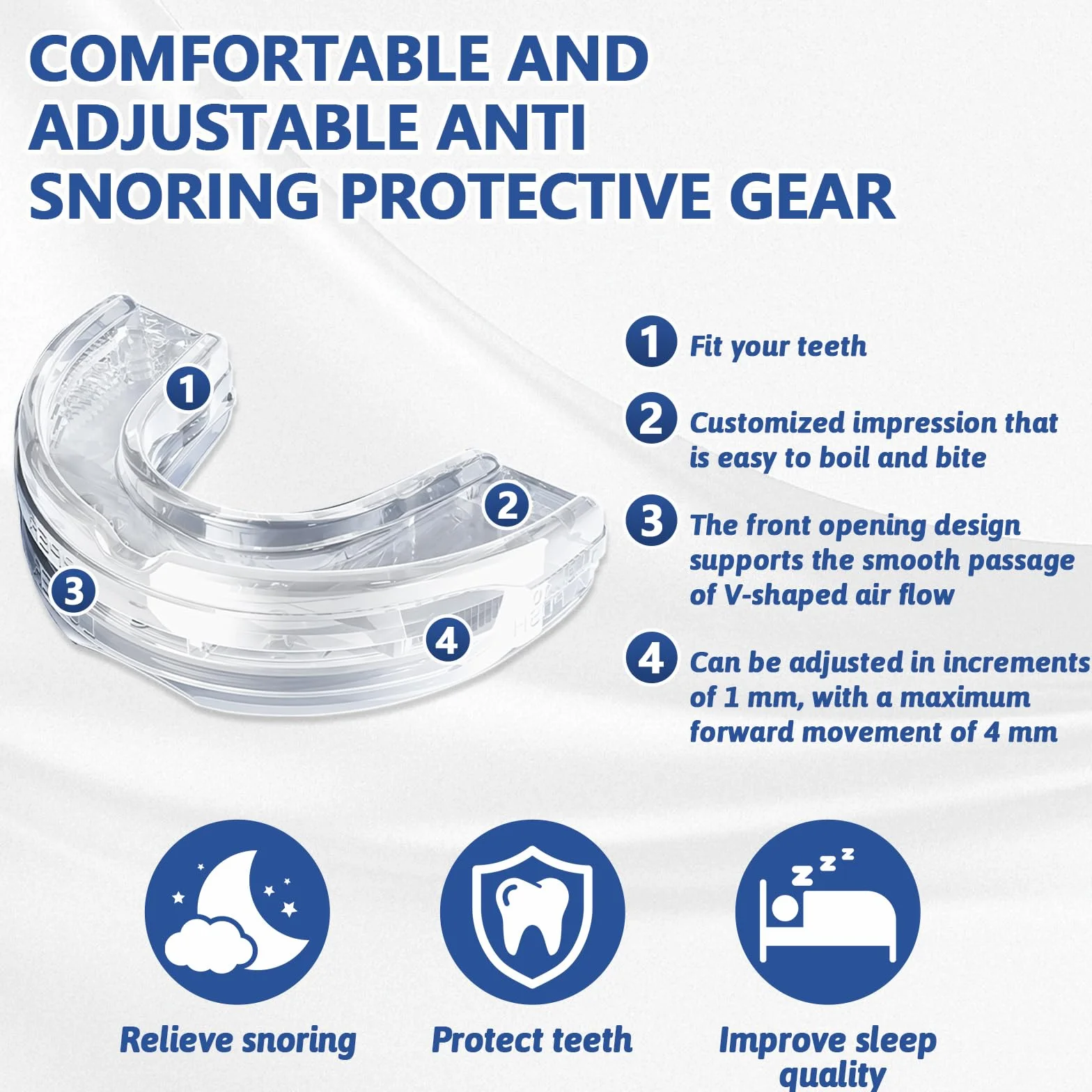 Kit de Protección Dental 4 Piezas, Férula Dental Moldeable para Bruxismo, Protector Bucal Antirronquidos