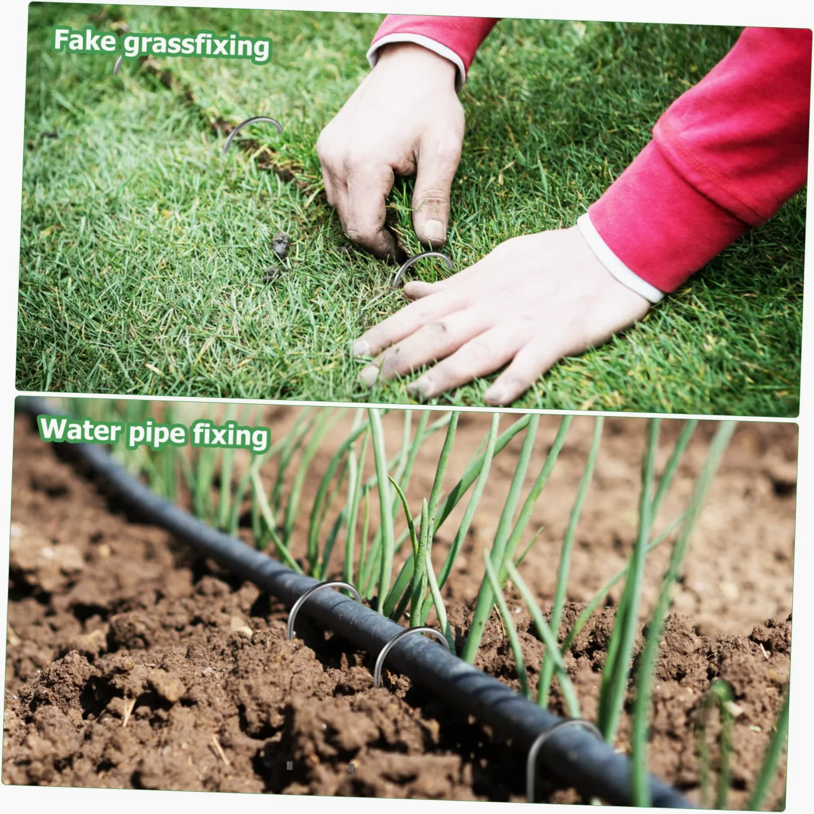 Clavijas de Tierra en Forma 100 Piezas Hierro para Fijación | Estacas de Tierra para Jardín, Instalación Rápida, para Malla Antihierbas y Tela de Paisaje