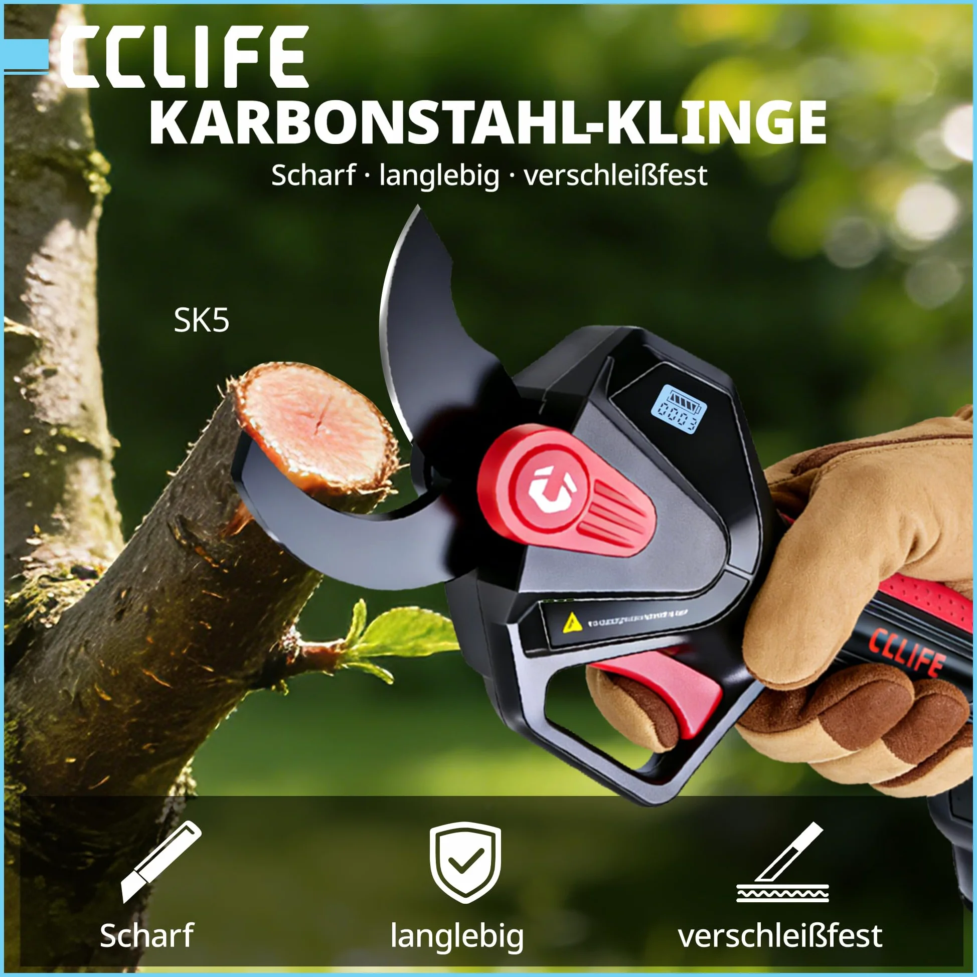 CCLIFE Juego de tijeras de podar con batería 2 en 1 con barra telescópica de 2 m, hasta 40 mm de diámetro de corte, compatible con Makita 18 V/20 V (sin batería)