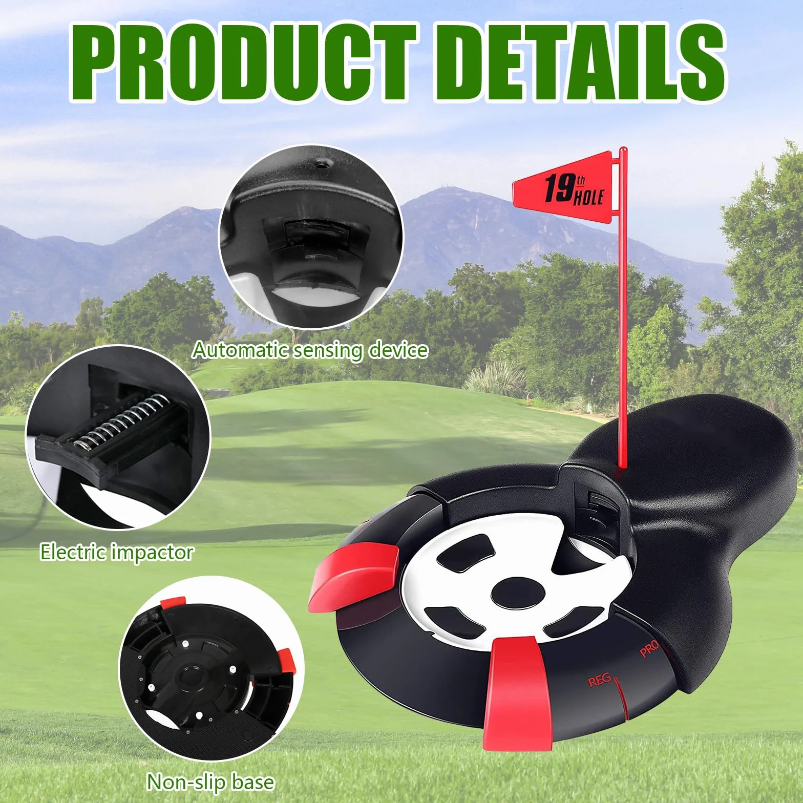 Regresador de Pelotas Automático con Bandera Roja, Devolver Pelotas de Golf, Equipo de Retorno para Jardín