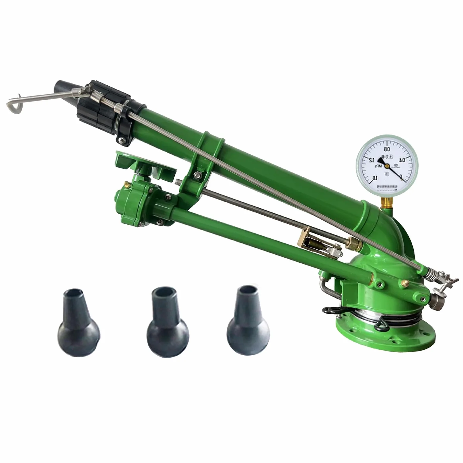 Pistola de riego de granja con manómetro, aspersor de impacto para riego de áreas grandes, ideal para sistemas de riego de césped y jardín