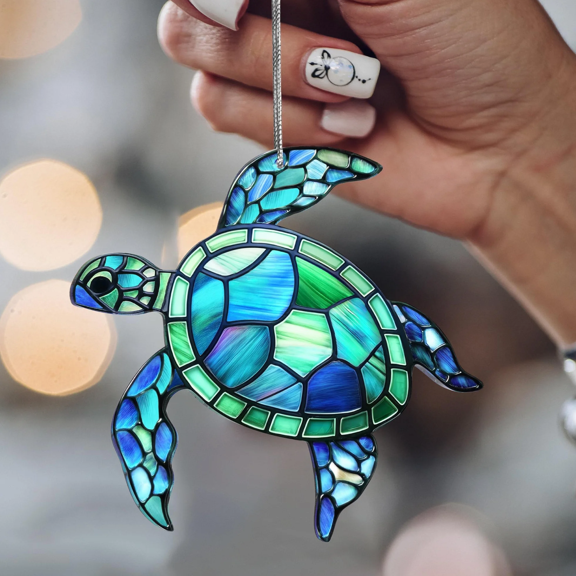 Atrapasoles Tortuga de Acrílico, Atrapa Sol y Atrapaluz para Ventana, Adorno Colgante Decoración Hogar y Jardín, Suncatcher Estilo Vitral Turquesa, Regalo para Mujer, Amantes del Mar, Casa Nueva