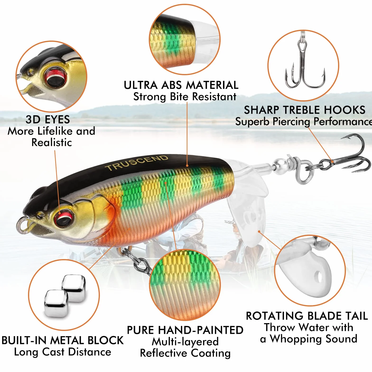 TRUSCEND Popobait Señuelos con Anzuelos BKK Cebo Plopper Superficie para Lubina Perca Siluro Lucio Pesca