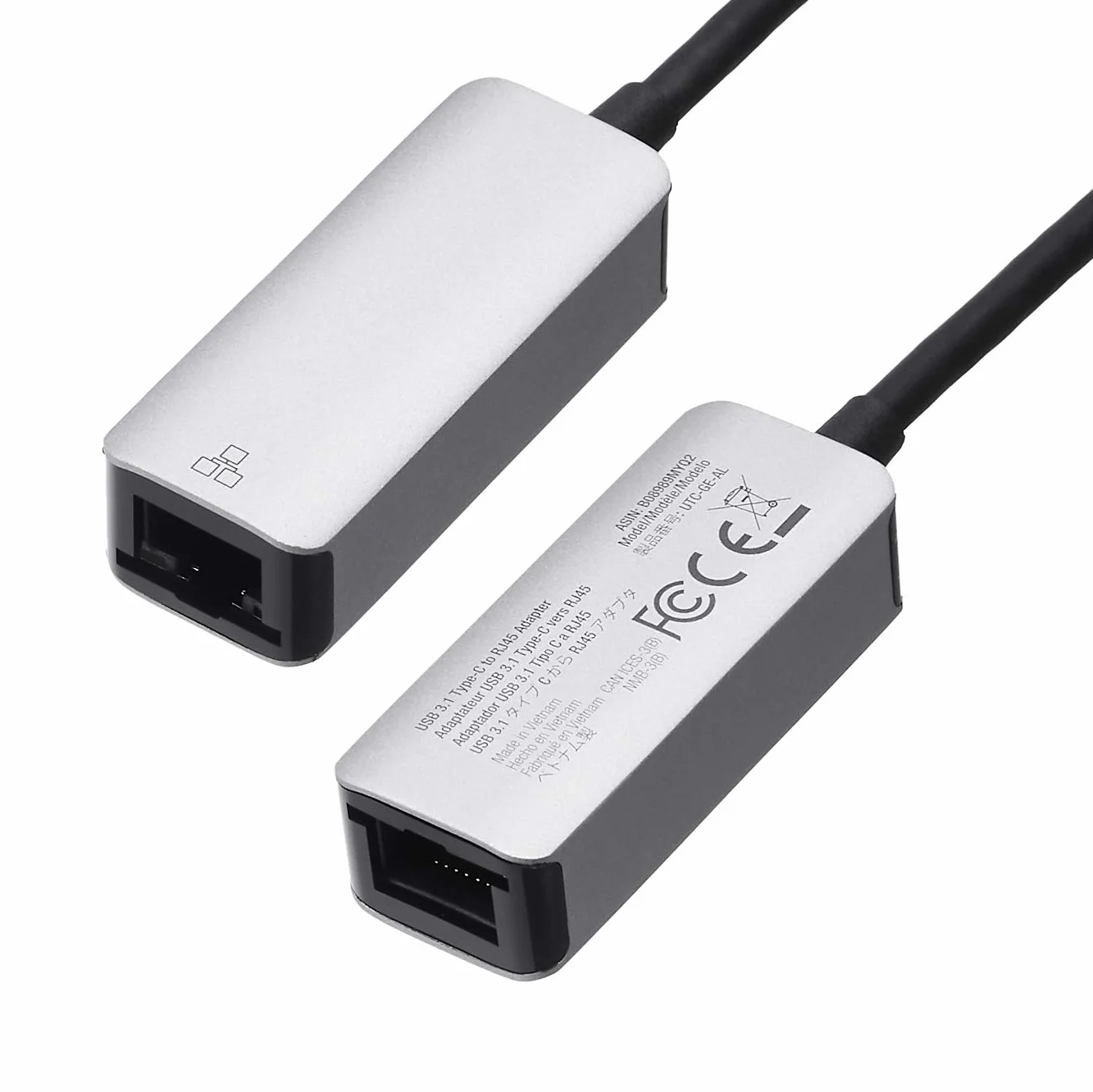 Amazon Basics Adaptador USB 3.1 Tipo C a Gigabit Ethernet RJ-45 Aluminio Gris
