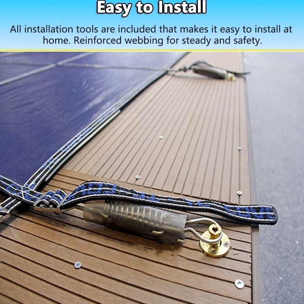 Cobertor Solar para Piscinas Cubierta de seguridad extra larga para piscina de invierno, para seguridad y protección de niños y prevención de escombros, con herramientas de instalación Cubierta de pi