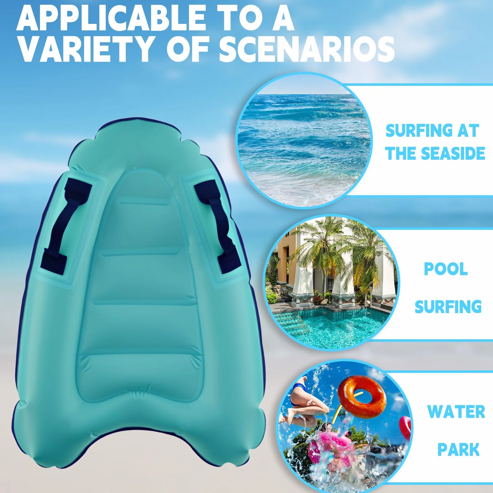 Shyllin Tabla de Surf Inflable para Niños 70 x 55 x 12 cm Bodyboard Hinchable con Asas Portátil