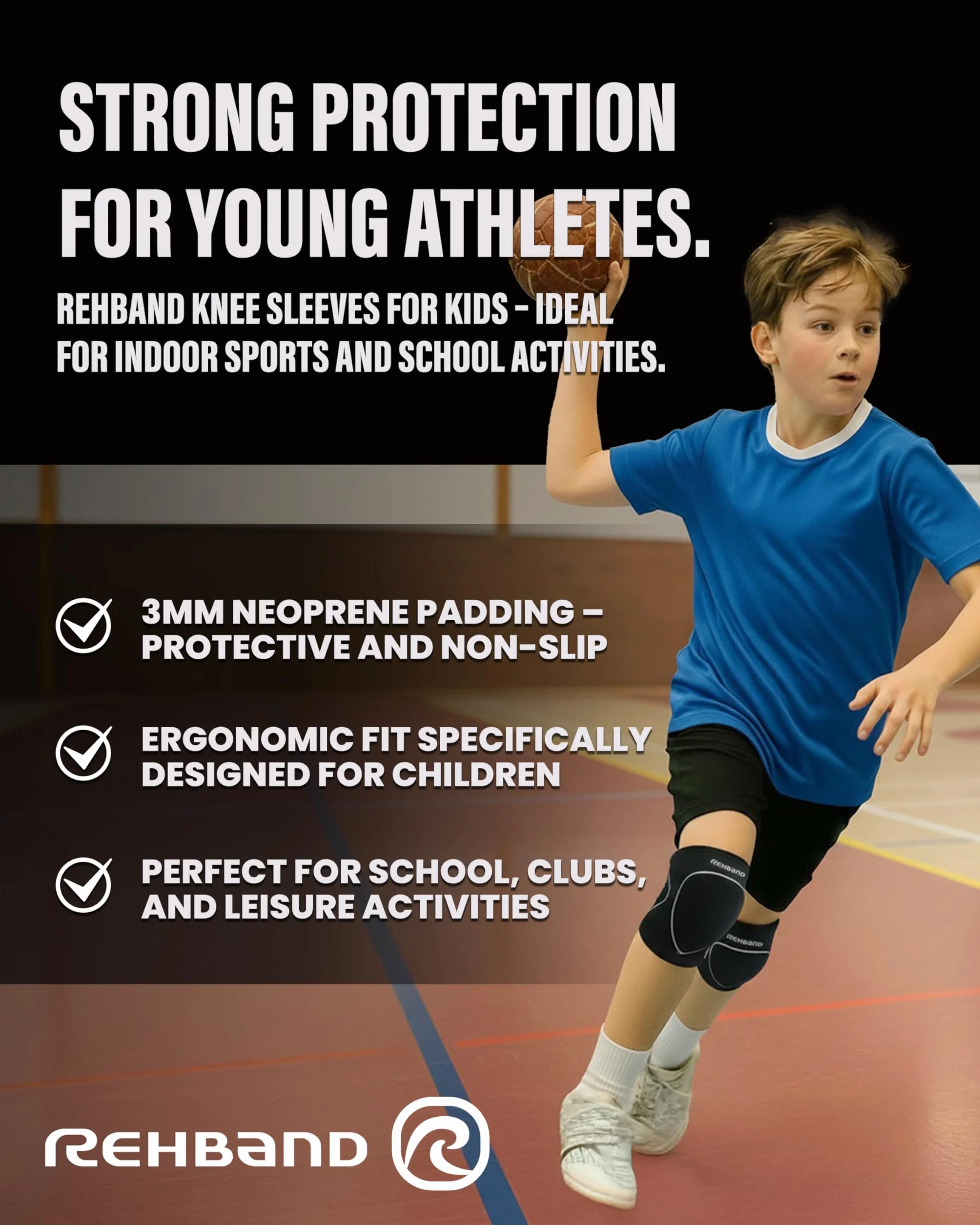 Rehband Rodilleras para niños S M L 1 par para voleibol balonmano protección