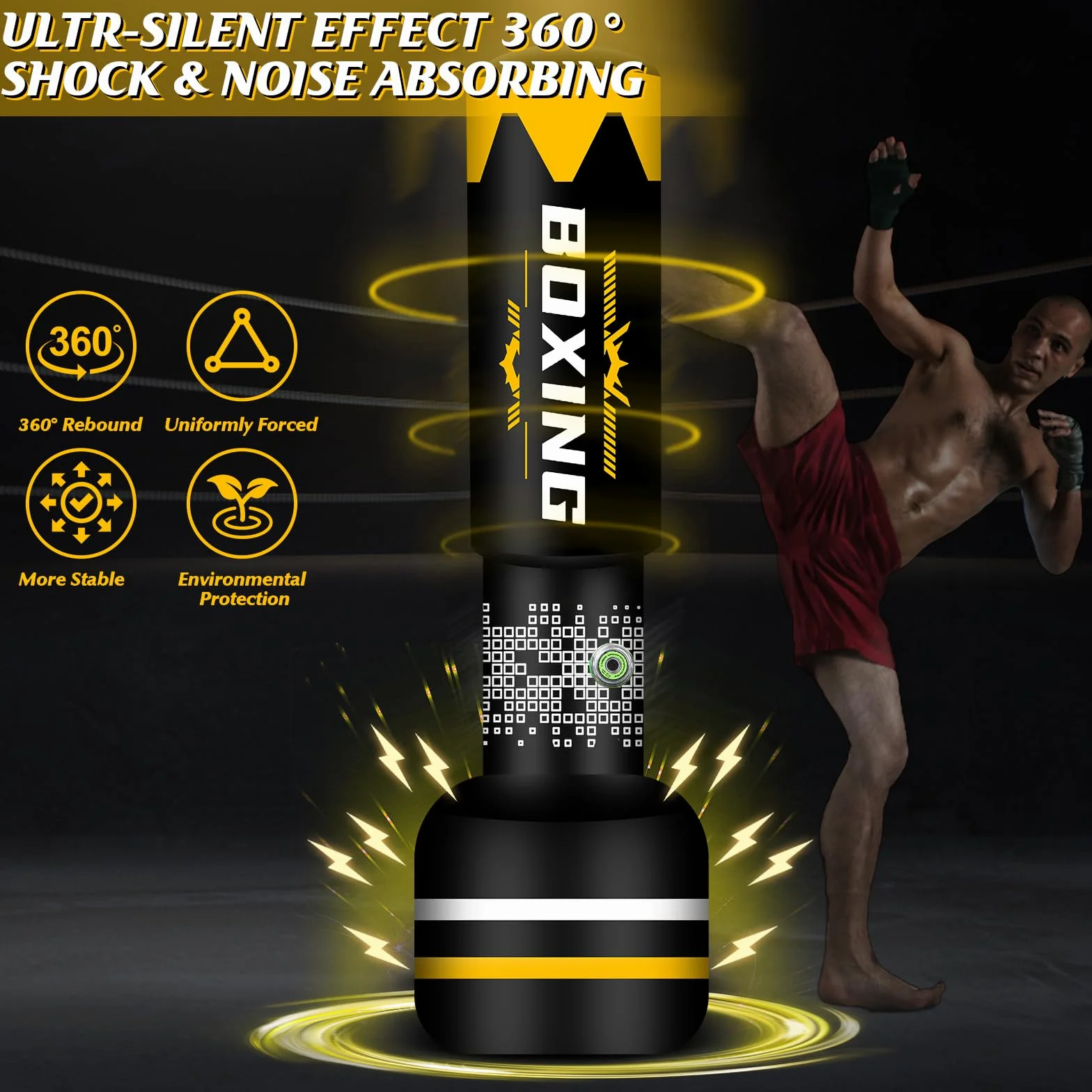 Saco de Boxeo Adulto 2 en 1 180 cm Auto inflable con Guantes y Bomba