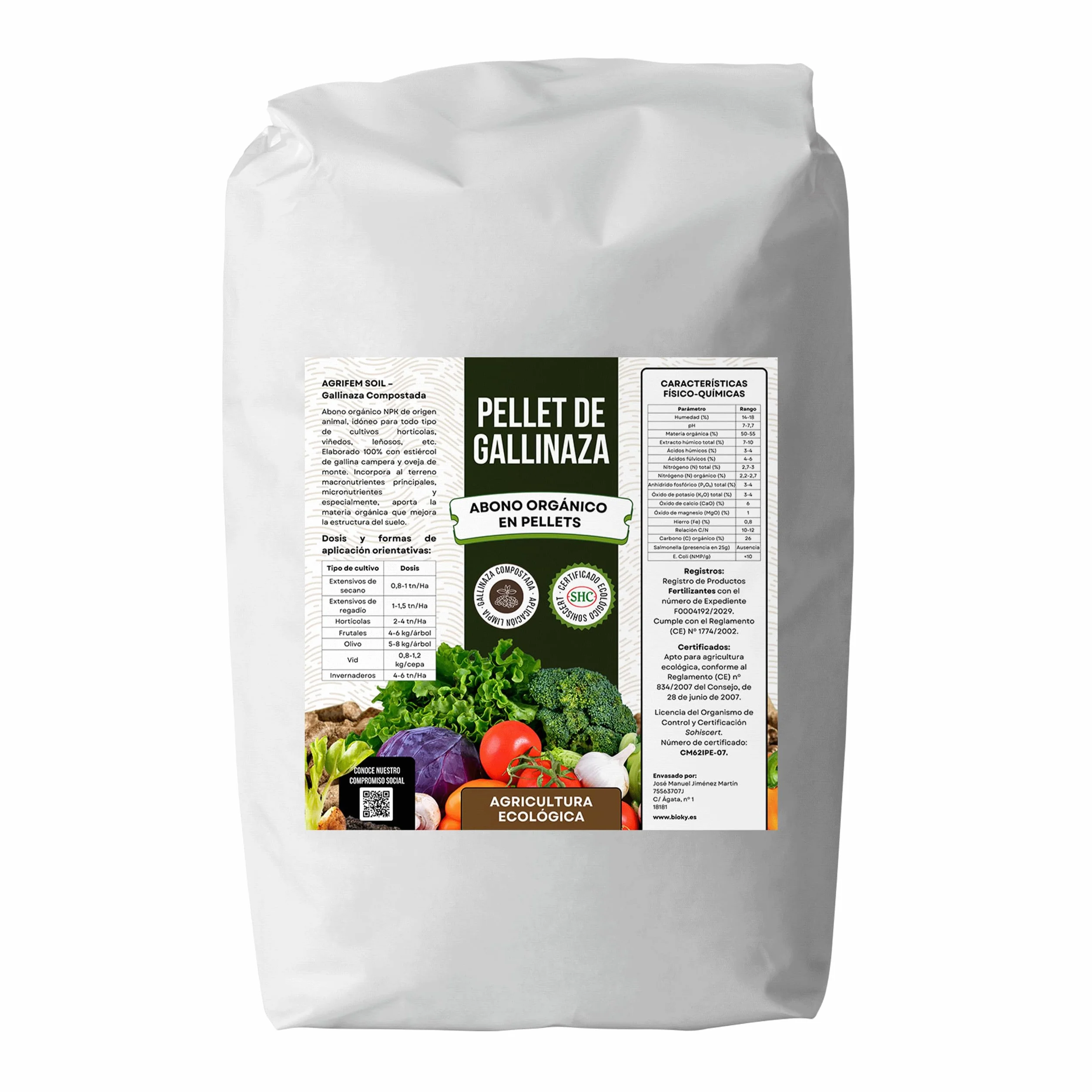 Gallinaza 25kg - Abono Orgánico para Huerto y Plantas de Interior - Fertilizante Orgánico en Pellets - Abono Sólido de Liberación Lenta - Estiércol de Gallina - NPK | Agricultura Ecológica (25)
