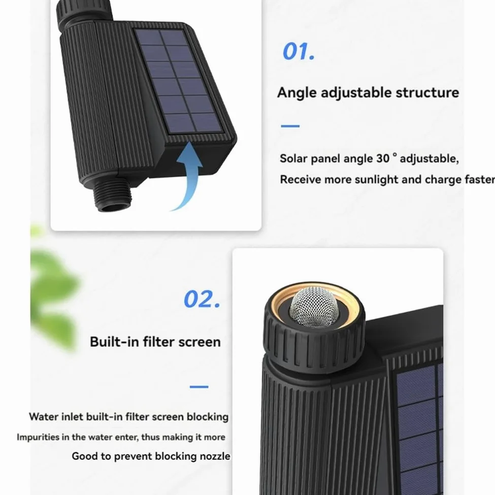Regadera Solar WIFI, Aspersor Inteligente con Temporizador para Jardín con Sensor de Humedad y Temperatura del Suelo, Herramienta de Riego Automático de Flores