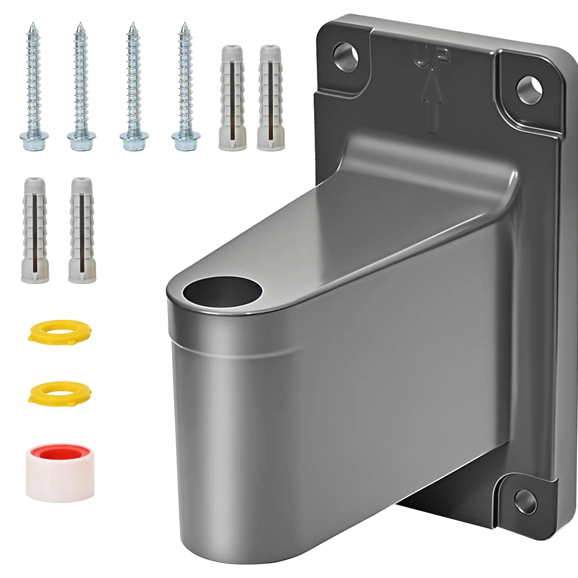 Ruvup - Soporte de metal adecuado para modelos de carrete de manguera de jardín Ruvup de 0.63 pulgadas x 100 pies, 0.5 pulgadas x 150 pies, incluyendo tornillos | Soporte de metal para carretes de manguera de pared Ruvup, 5/8 x 100 pies, 1/2 x 150 pies, 1