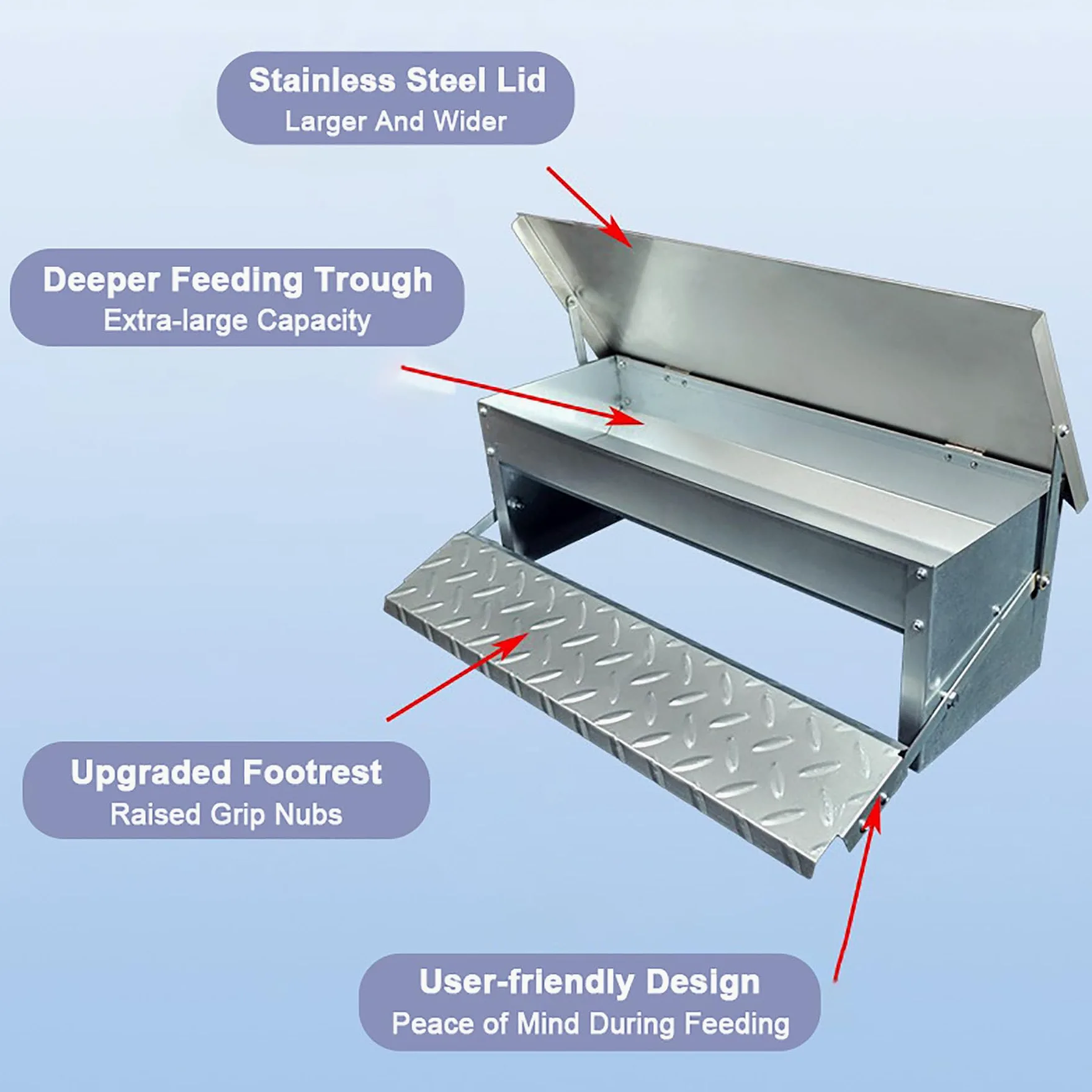 Comedero Automático Grande para Gallinas Bebedero con Pedal para Gallinas Comedero para Ganado De Exterior De Acero Inoxidable De Gran Espesor para Gallinas, Patos Y Gansos