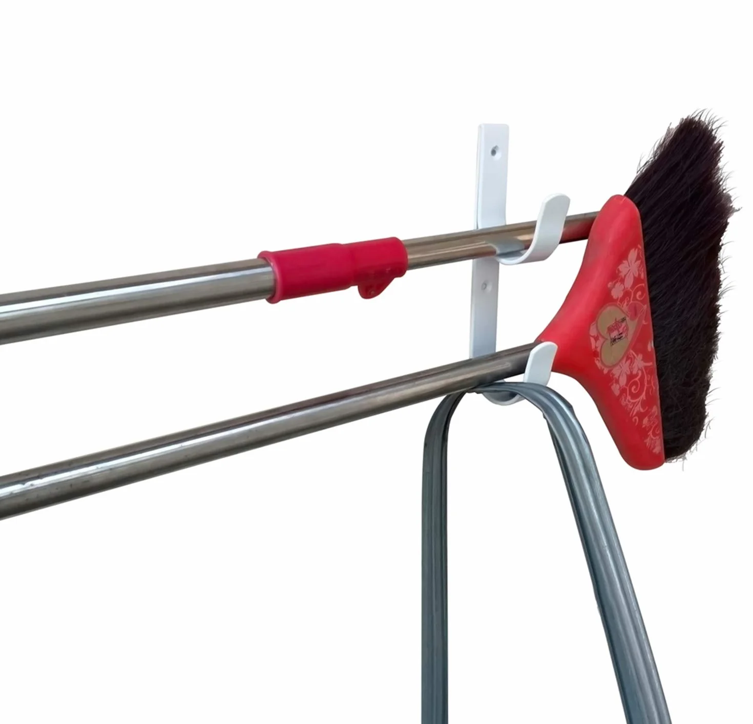 Juego de 2 perchas anchas para poste de piscina, resistentes ganchos de aluminio blanco con tornillos, ganchos perfectos para alberca, postes telescópicos, espumantes, equipo de jardín, etc.