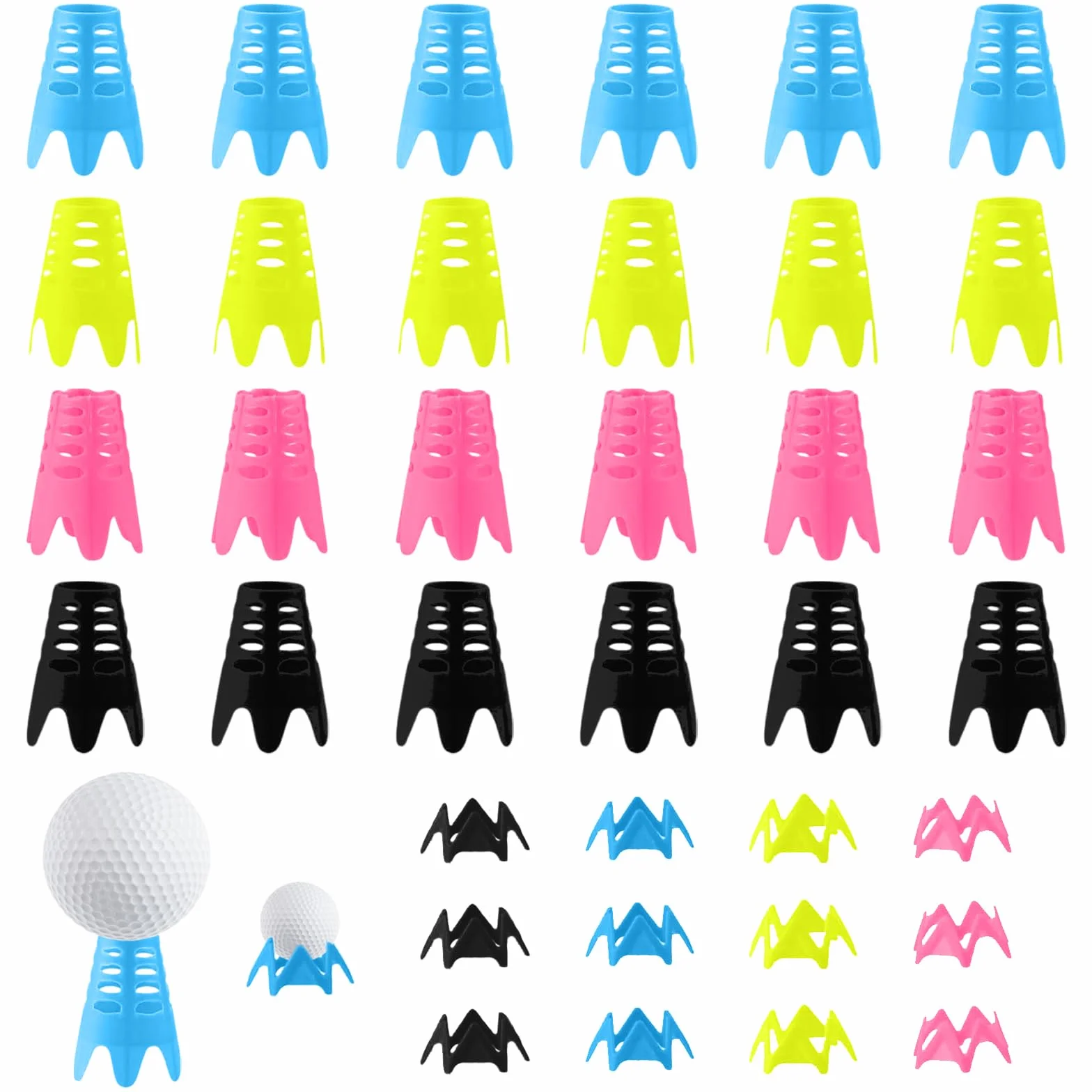 36 Piezas Tees de Golf Reutilizables de Plástico para Simulador, Alfombrilla de Interior