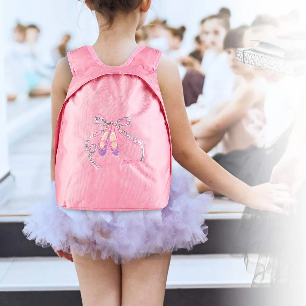 HERCHR Bolsa de Ballet para Niñas, Mochila Deportiva con Cremallera, Bolsa de Viaje, Bolsa de Hombro Doble Rosa