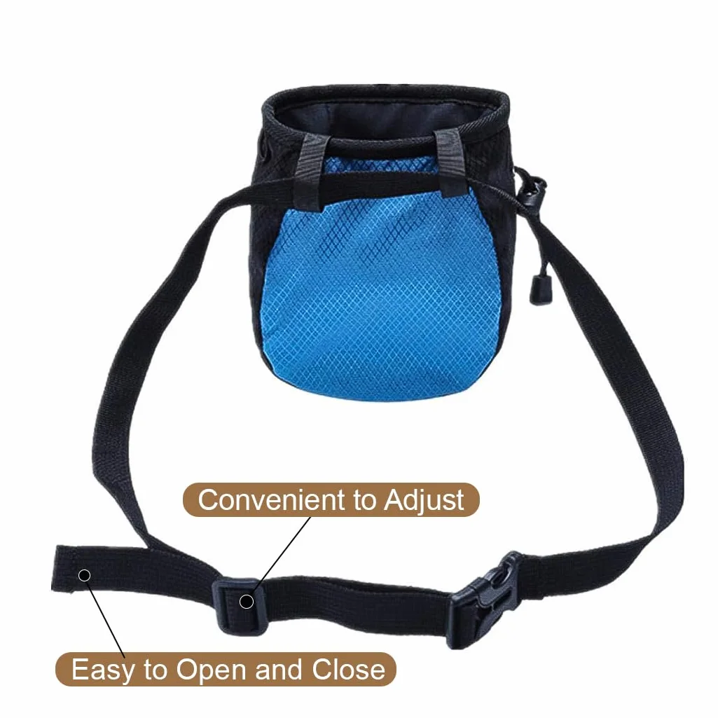 Bolsa de tiza azul para escalada de magnesio con cinturón ajustable y cordón
