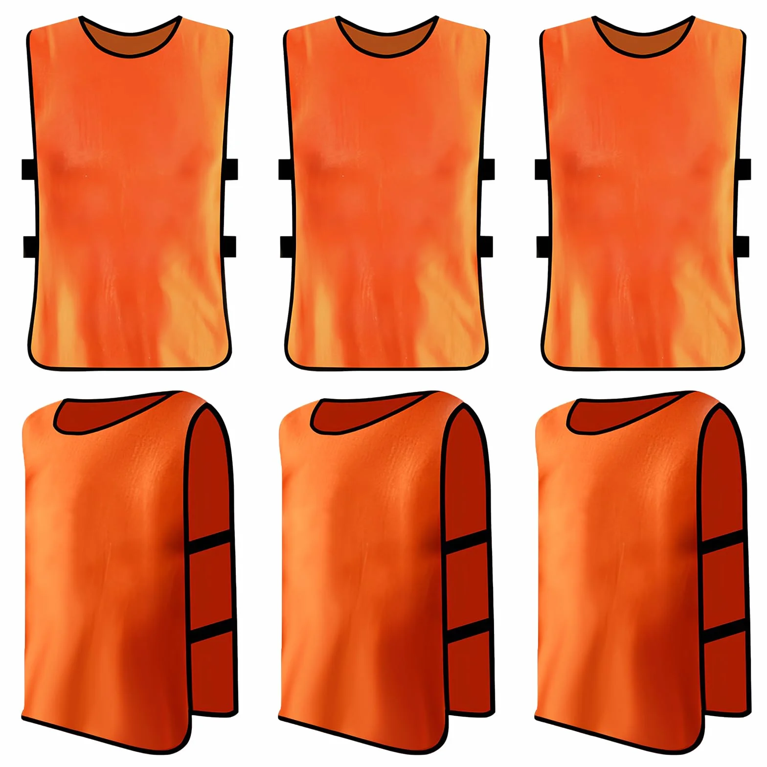 Peto Deportivo para Niños 6 Piezas Chaleco de Entrenamiento Fútbol Netball Rugby Baloncesto Naranja