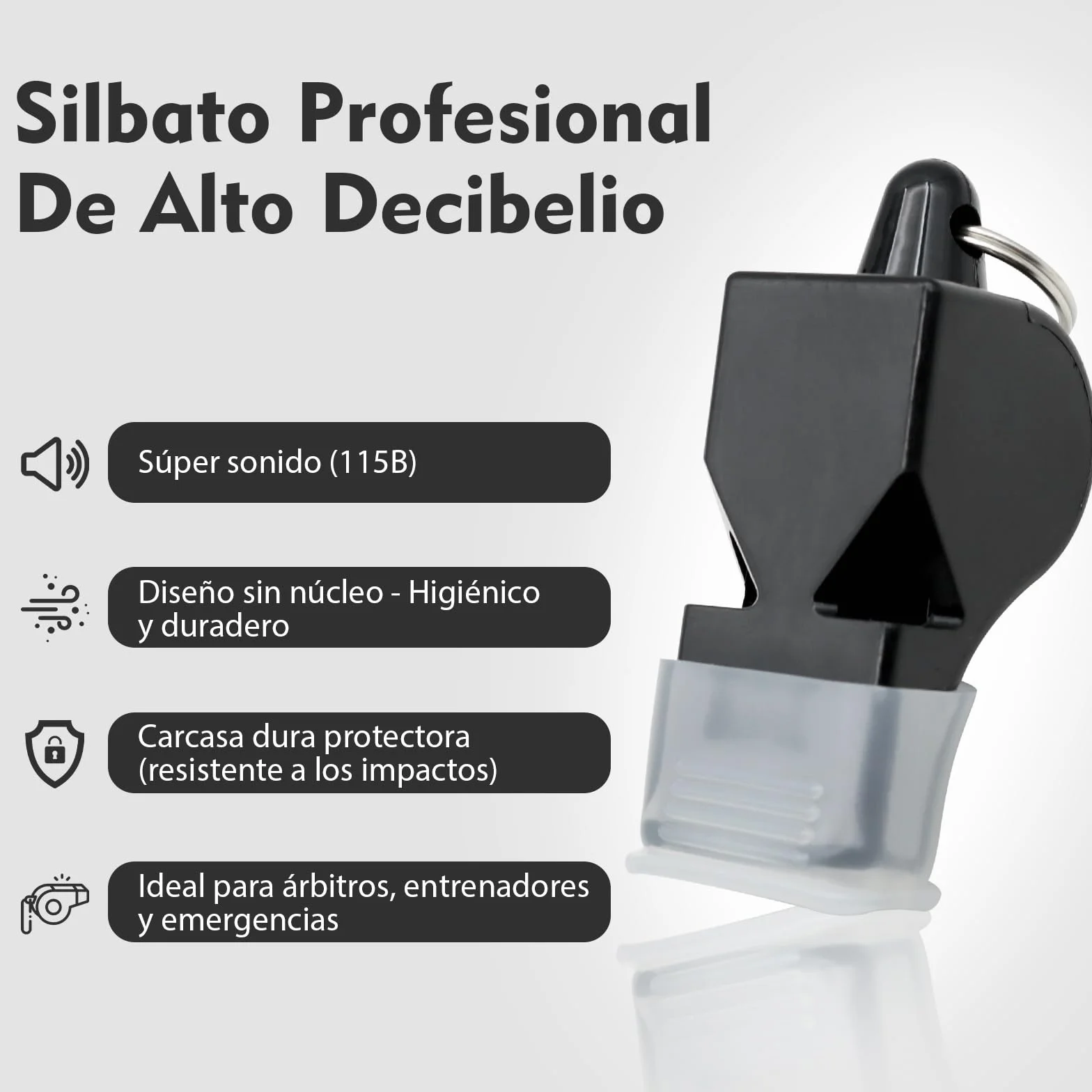 VEGCOO Silbato Arbitro Profesional de Plástico con Cuerda y Caja para Fútbol Baloncesto