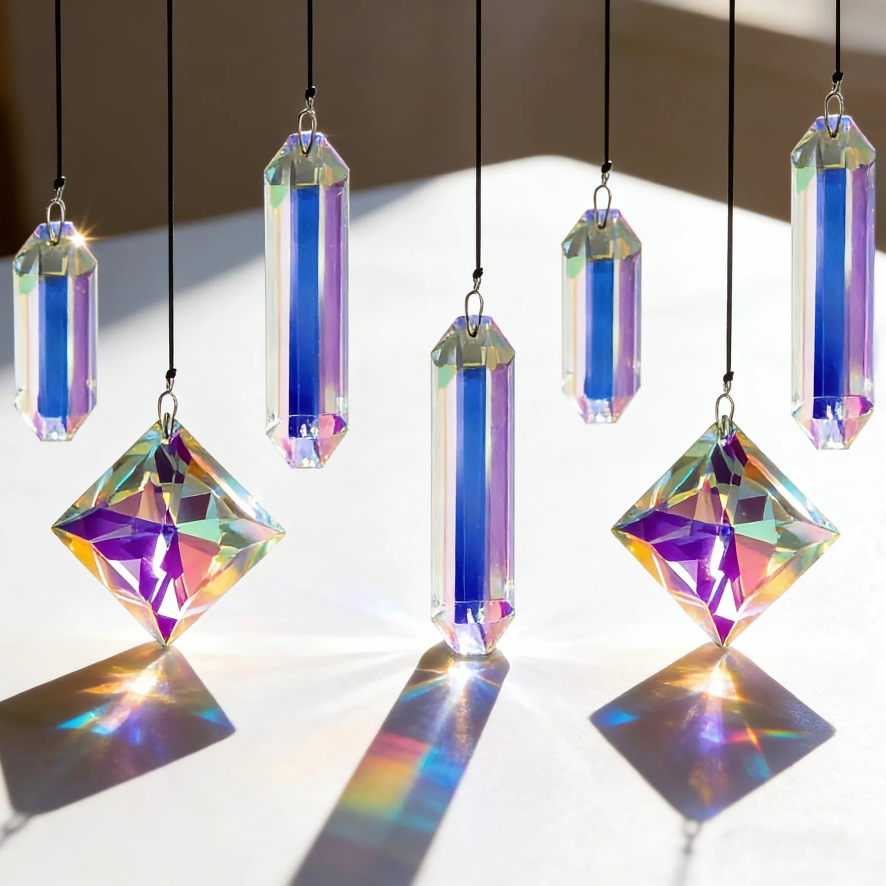 VEEKAY 7 Piezas Atrapasoles de Cristal,Colgante Suncatcher Ornamento, Sun Catcher para Ventanas y Jardines,para Casa, Jardín, Oficina