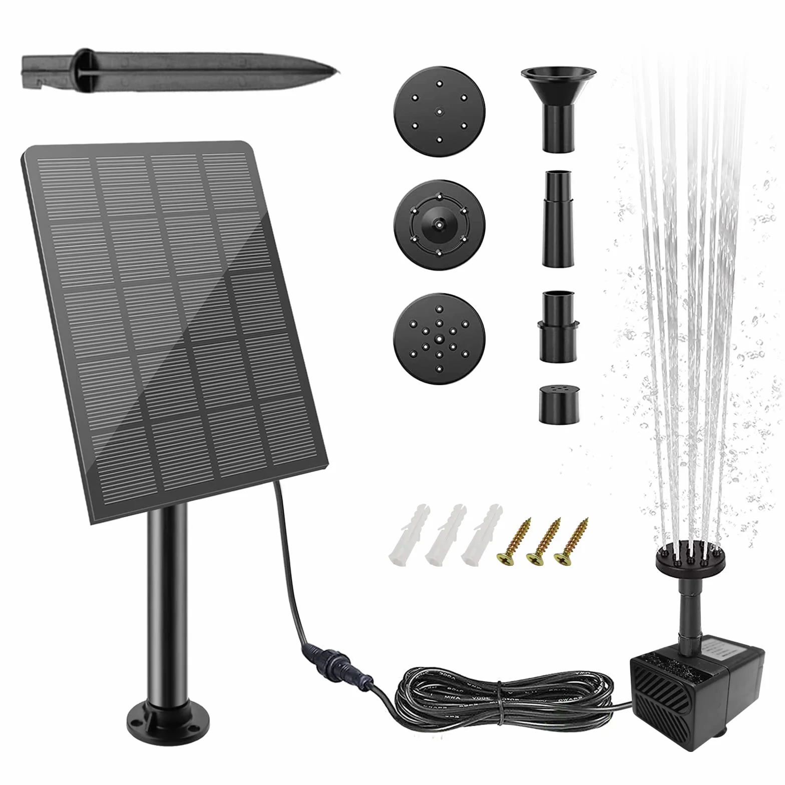 Fuente Solar Jardin Exterior, Bomba de Agua Solar 2.5W, Bomba Solar Estanque, Bomba Solar para Fuente De Agua, Bomba Agua Solar con Panel Solar Terraza Jardín Cascada Baño De Pájaros