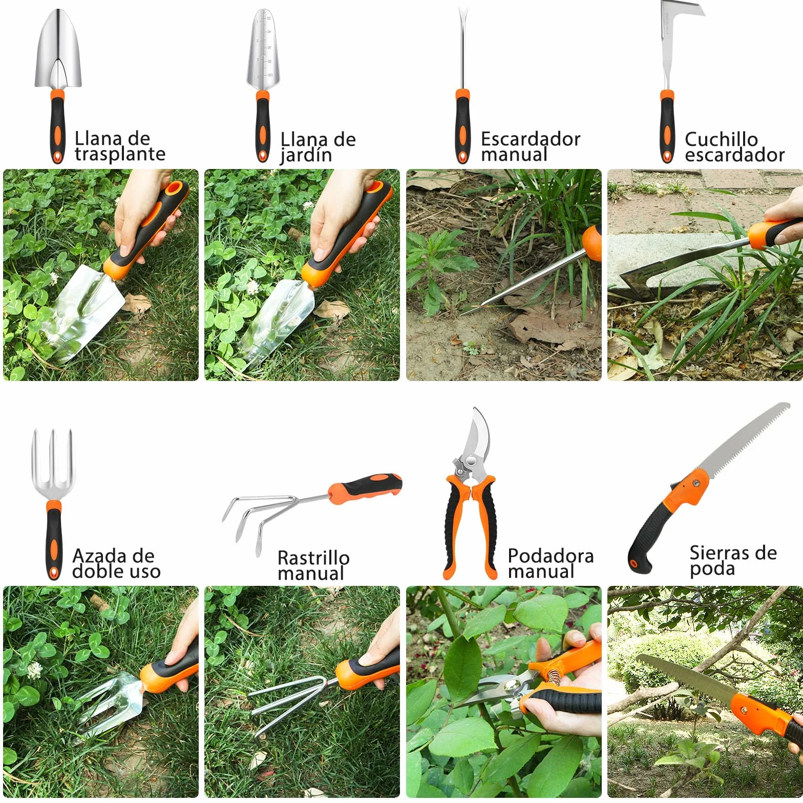 Kit Jardineria, 10 Piezas de Alta Resistencia Juego de Herramientas de Jardinería, Set Jardineria para Jardinería, Regalos para Mujeres y Hombres
