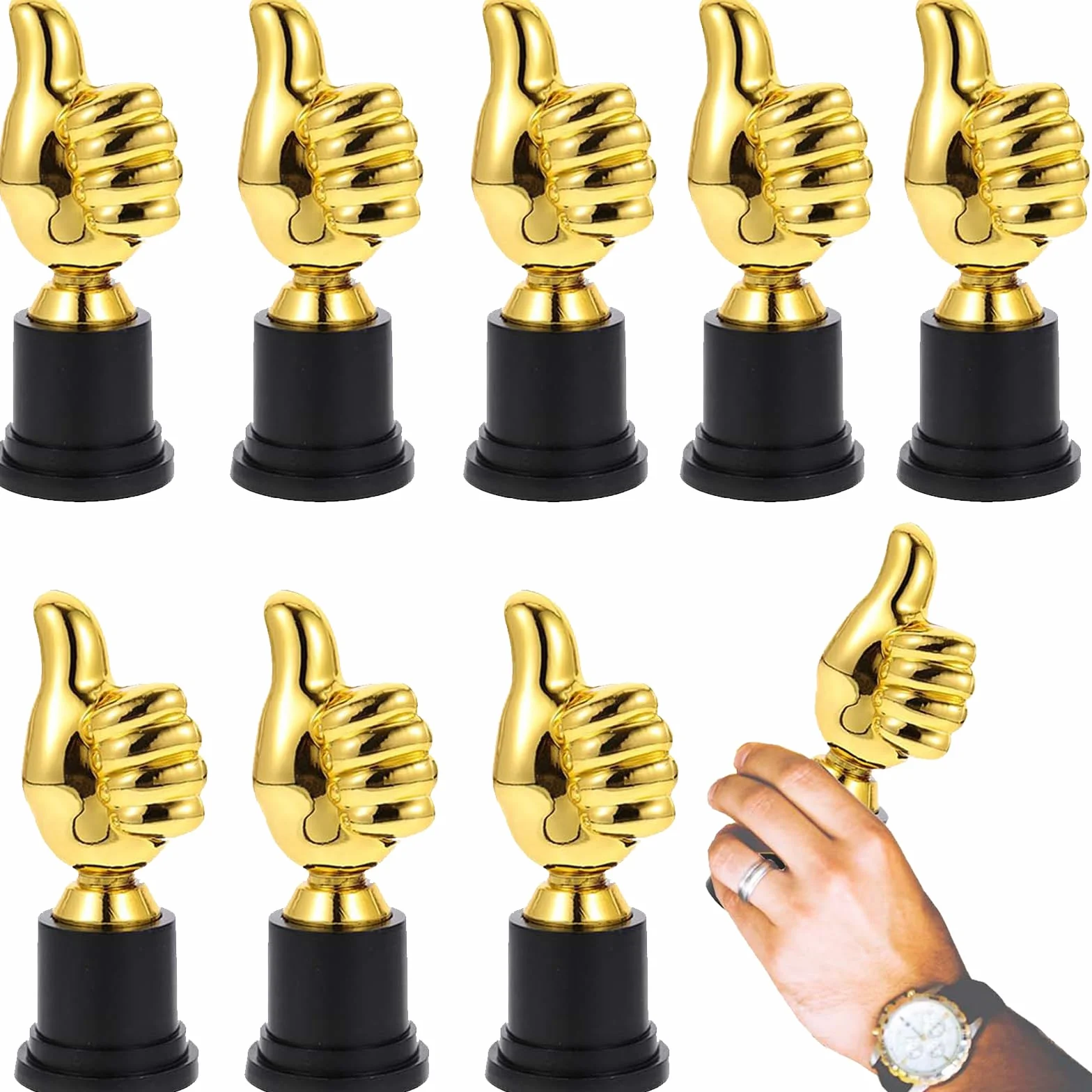 Trofeos Pulgar hacia Arriba 8 Piezas Oro Plastico para Deportes Competiciones Escolares