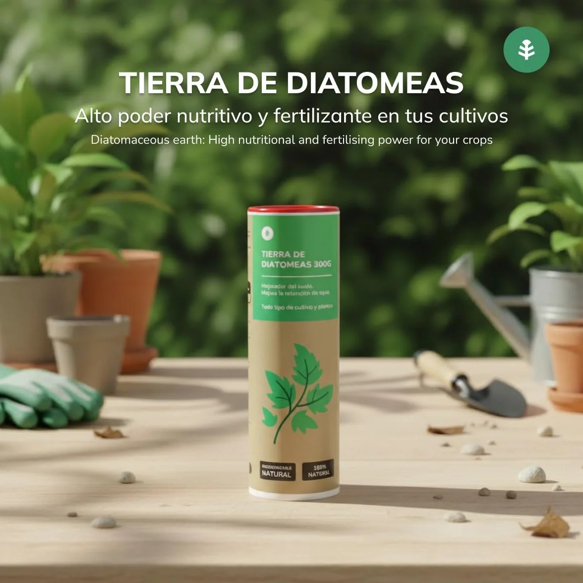 Planeta HUERTO | Tierra de Diatomeas 300 g Mejorador Natural de Suelo y Fertilizante Ecológico