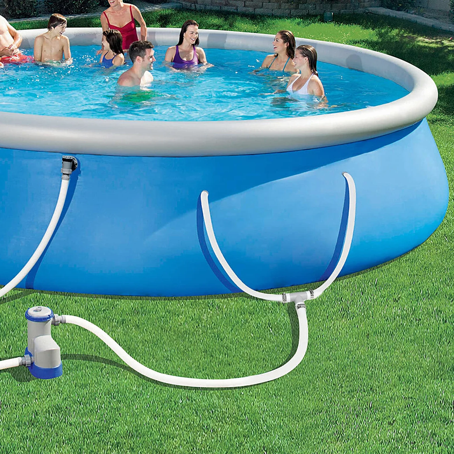 Adaptador de manguera de repuesto para bomba de piscina de 3,25 cm de diámetro, junta en T, gris (3 interfaces)