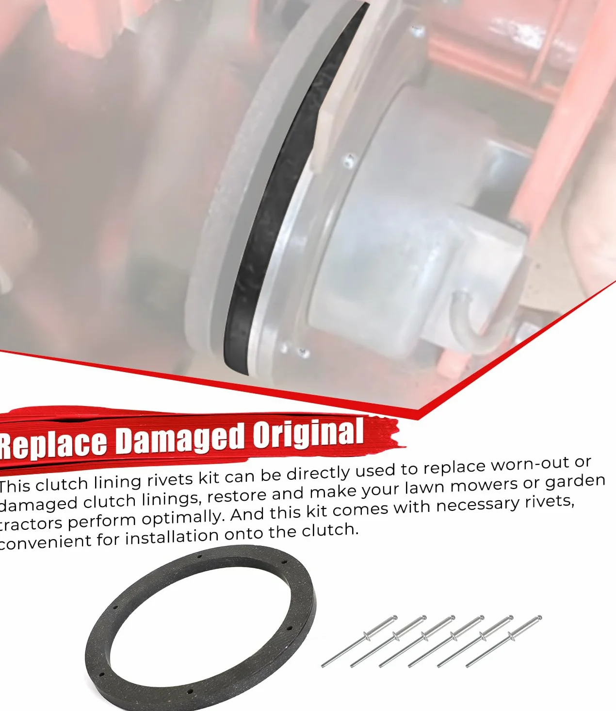 Forro de embrague para cortacésped Gravely con remaches de repuesto para 08751000 06807800 para modelos Gravely, piezas de embrague de resina