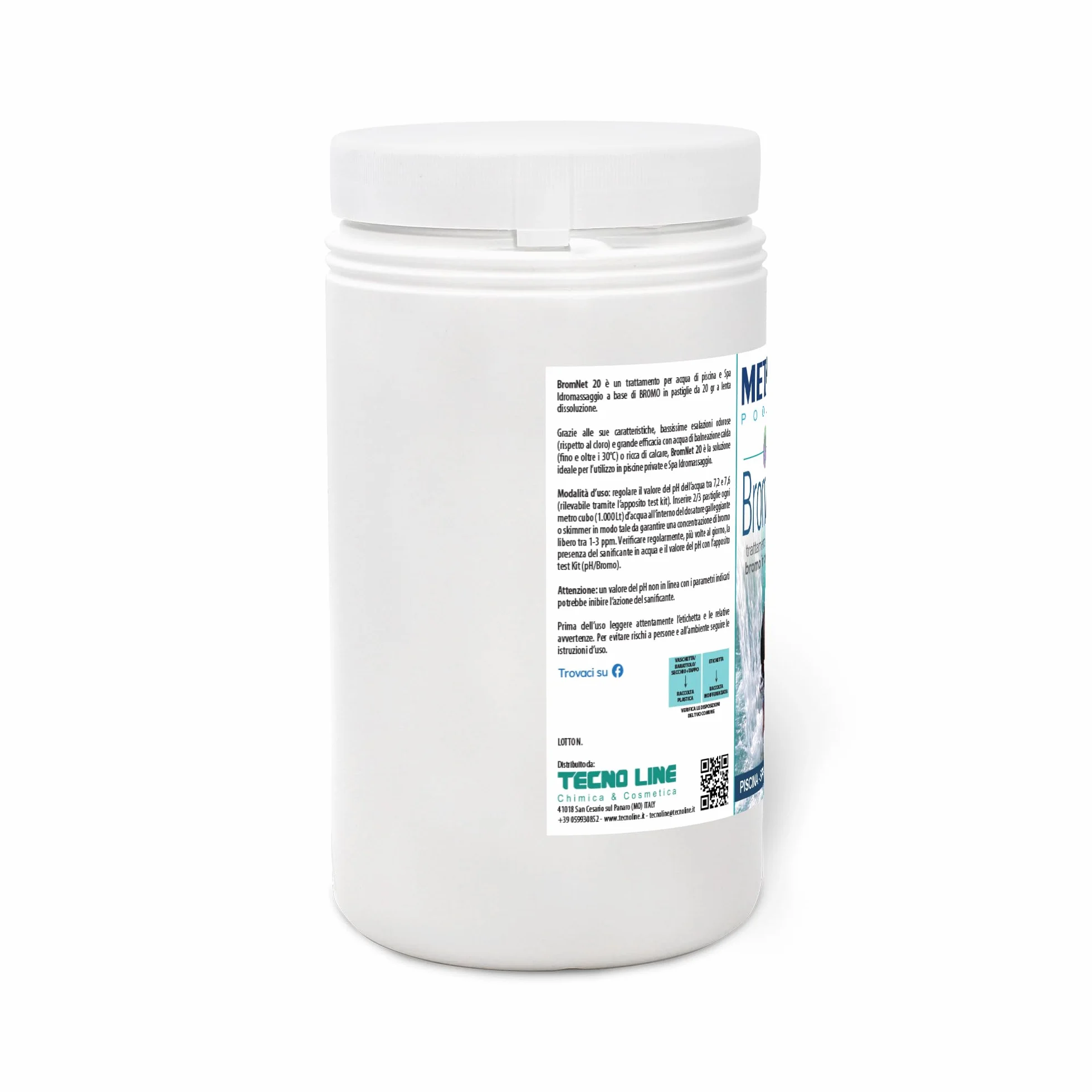 Metacril Brom Net 20, Pastillas de bromo de disolución Lenta, 20 g, para Piscinas y spas - 1 KG