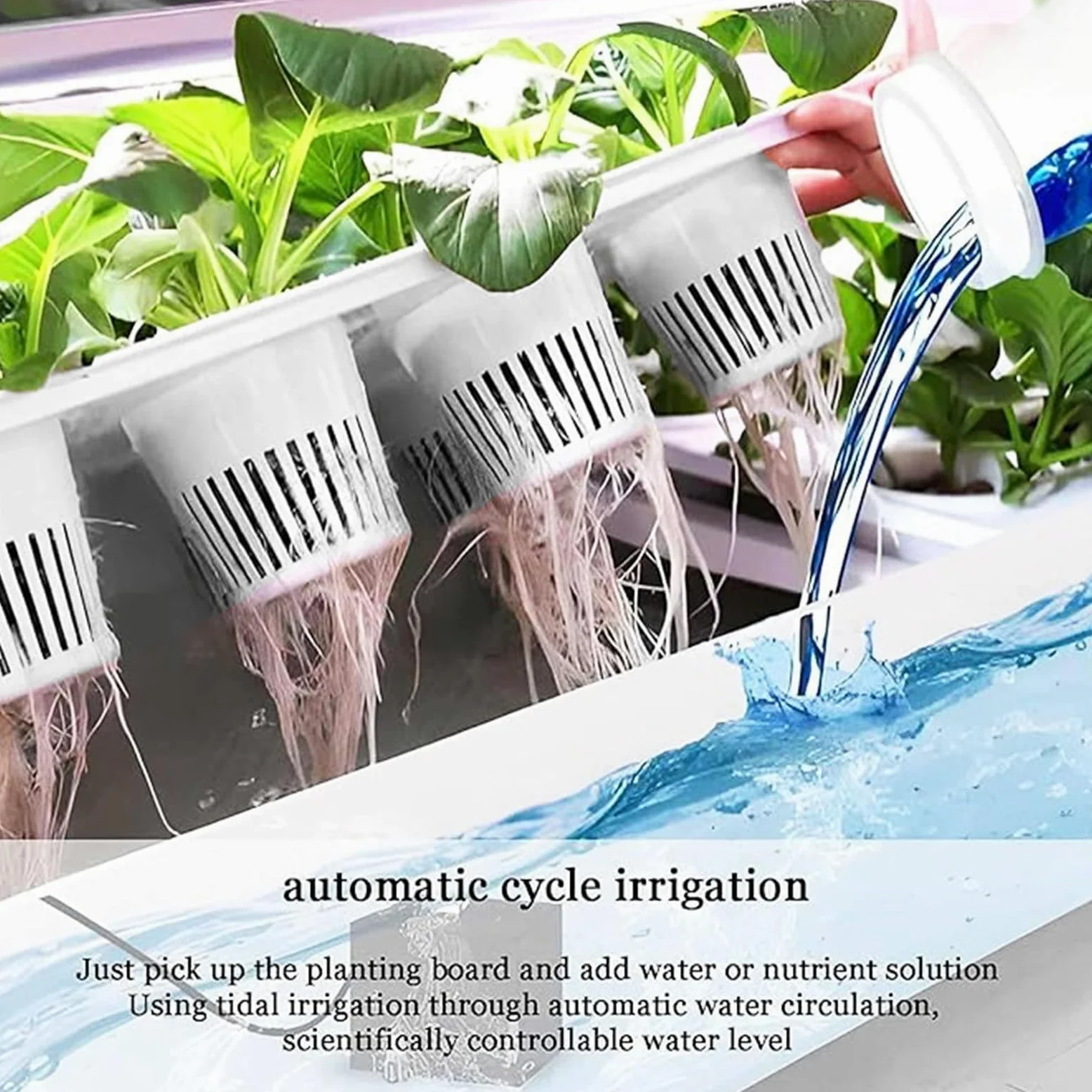 Sist-ema de cultivo hidropónico para jardín de 48/64 orificios, torre hidropónica con luz LED para cultivo, espacios para plantar, kit de cultivo aeropónico de vegetales de PVC,64holes