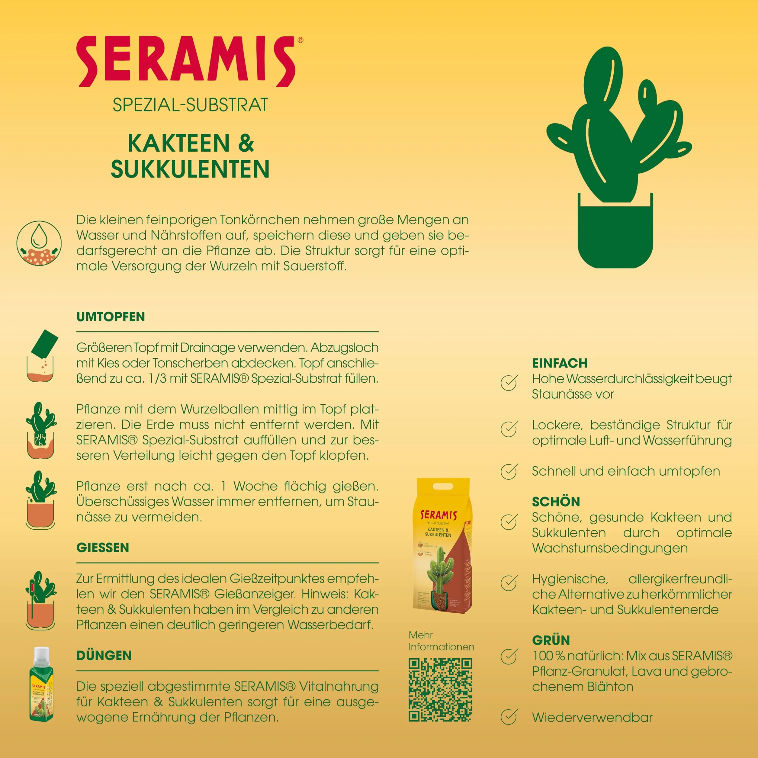 Seramis sustrato Especial para Cactus y suculentas, 7 l – Arcilla expandida, sustituto para Tierra de Cactus para el Almacenamiento de nutrientes