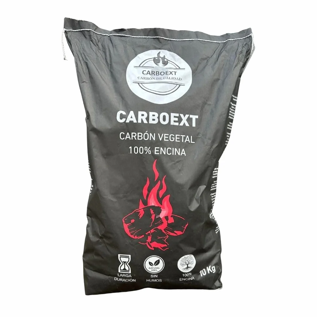 Carbón 100% Encina para Barbacoa 10 kg – Sin Humo ni Aditivos, Poca Ceniza y Larga Duración – Carbón Vegetal Natural Artesanal de Encendido Rápido y Alto Poder Calorífico