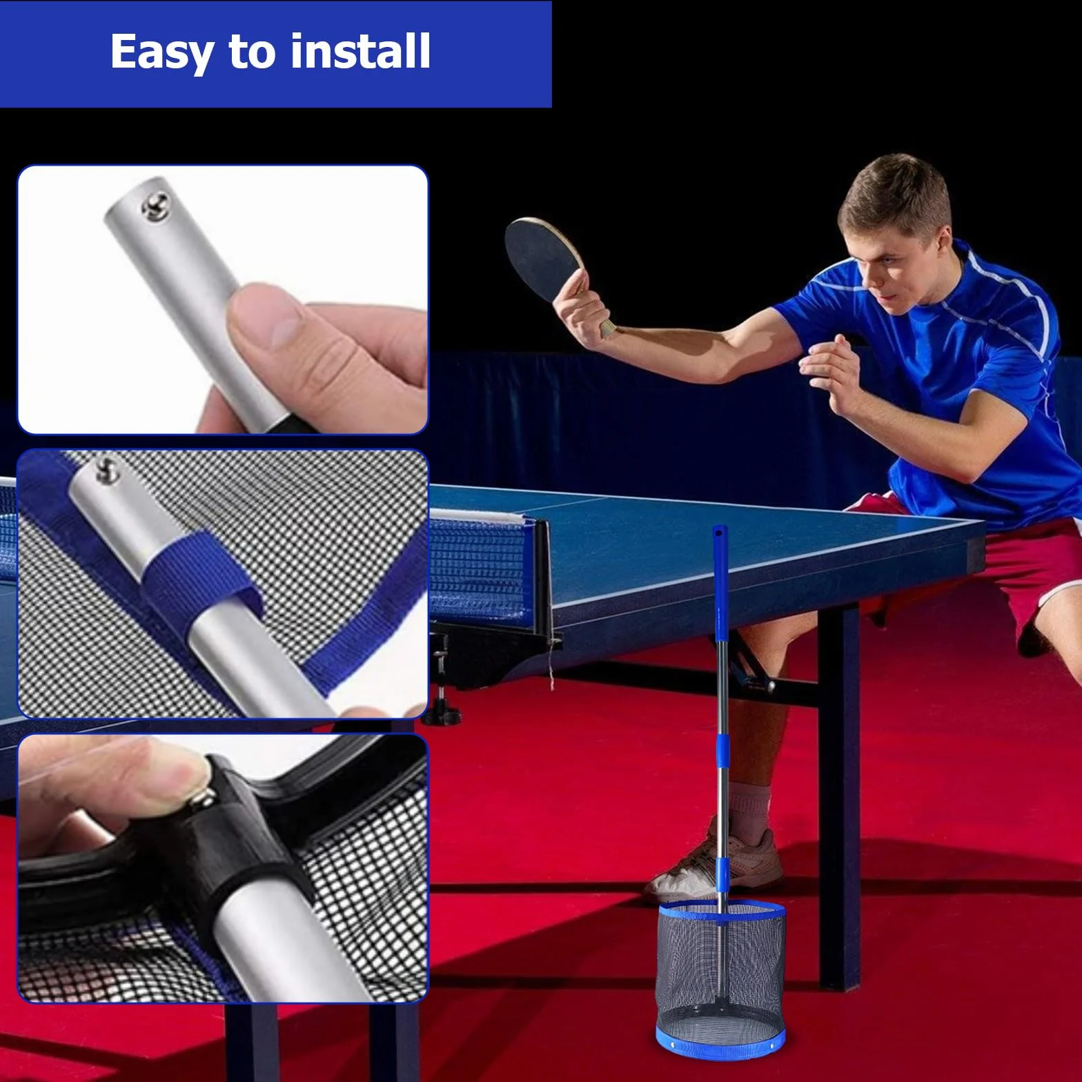 Recolector de Pelotas de Ping Pong Acero Inoxidable Almacenamiento 100 Pelotas