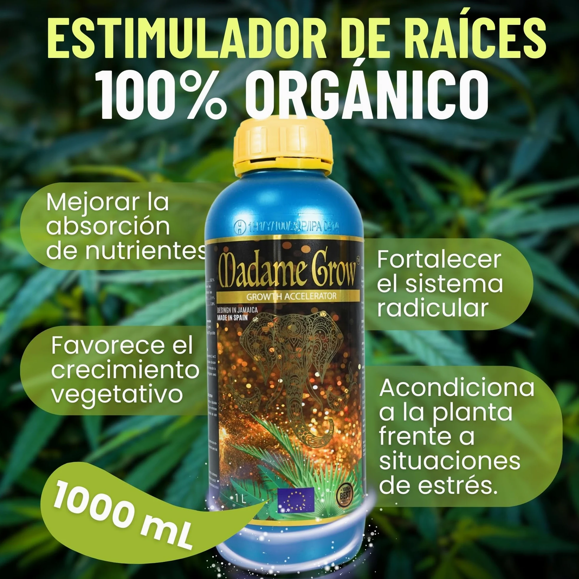 MADAME GROW abono plantas - fertilizante plantas - abono plantas verdes - fertilizante plantas verdes - sustrato plantas verdes - abono para plantas - fertilizante universal (GROWTH ACCELERATOR 1L)