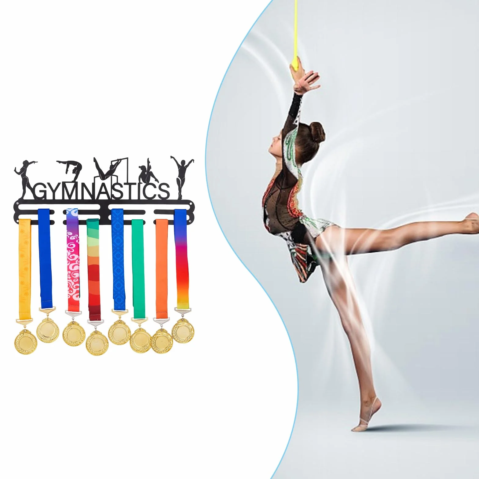 SUPERDANT Porta Medallas de Gimnasia 40x15CM Soporte para Colgar Medallas