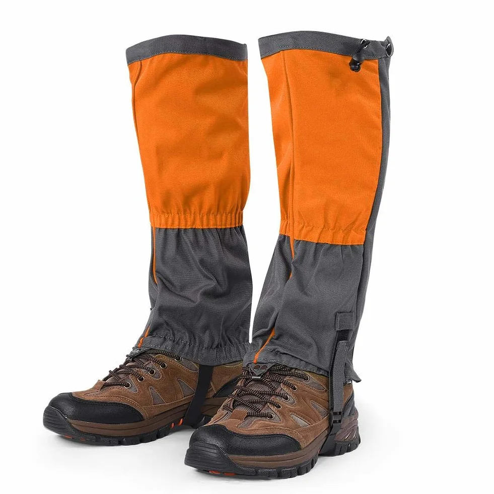 Dilwe Polainas Impermeables a Prueba de Viento para Senderismo Caminar Acampar Escalar Cazar Pescar Naranja