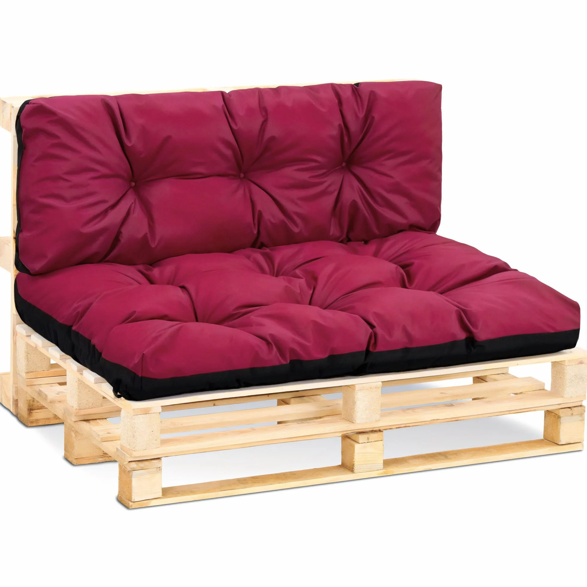 Amazinggirl Cojines para palets Exterior 120x80 cm - Cojín por Palet o Cojin jardín por Banco terraza balcón y Patio Almohada para Asiento en Jardin 120 x 80 Burdeos